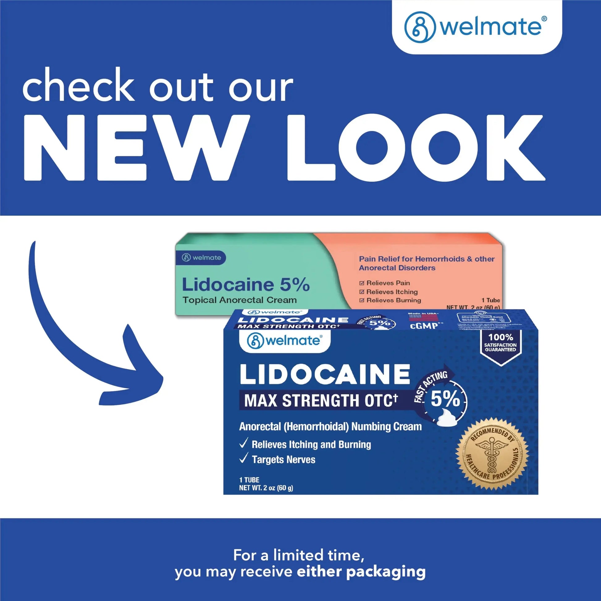 WELMATE 5% Lidocaine Cream for Hemorrhoids – Fast-Acting Lidocaine Numbing Cream & Topical Analgesic Cream for Anorectal Itch Relief, Unscented, Child Resistant Packaging 2 oz (60g) WELMATEAu supplements