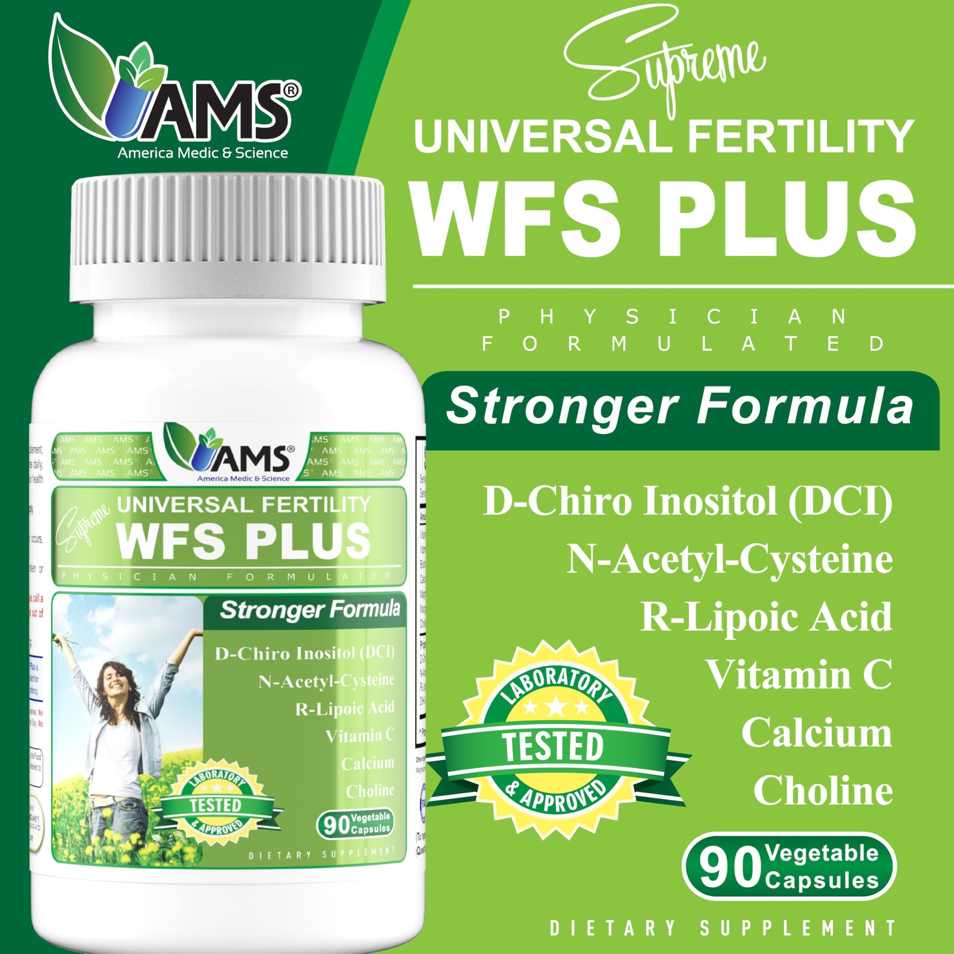 America Medic & Science WFS Plus Fertility Supplements for Women (90 Capsules) Supports Ovulatory Health | Natural Preconception Vitamins, Reproductive Aid, with D-Chiro Inositol, DHA |15-Day Supply. America Medic & ScienceAu supplements