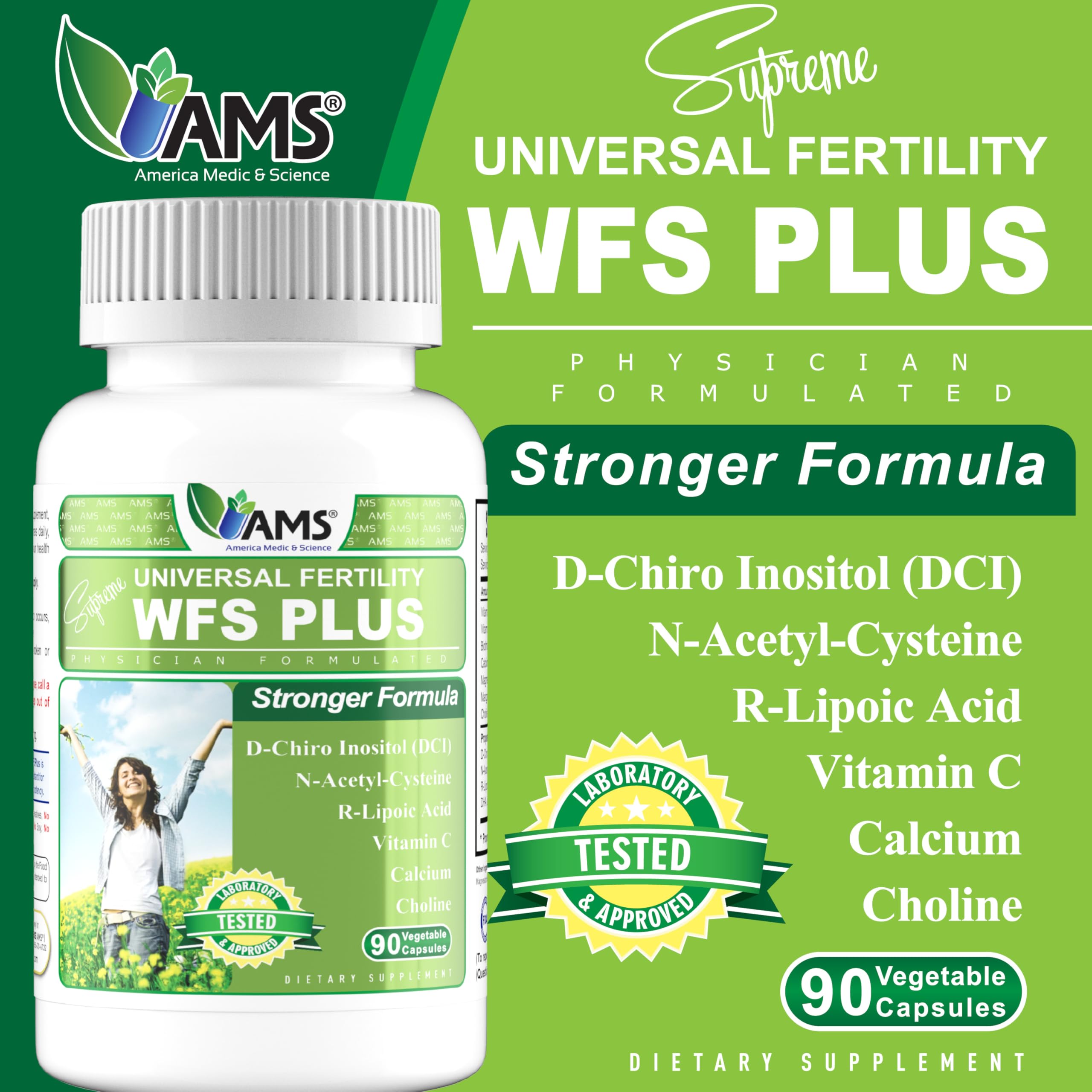 America Medic & Science WFS Plus Fertility Supplements for Women (90 Capsules) Supports Ovulatory Health | Natural Preconception Vitamins, Reproductive Aid, with D-Chiro Inositol, DHA |15-Day Supply. America Medic & ScienceAu supplements