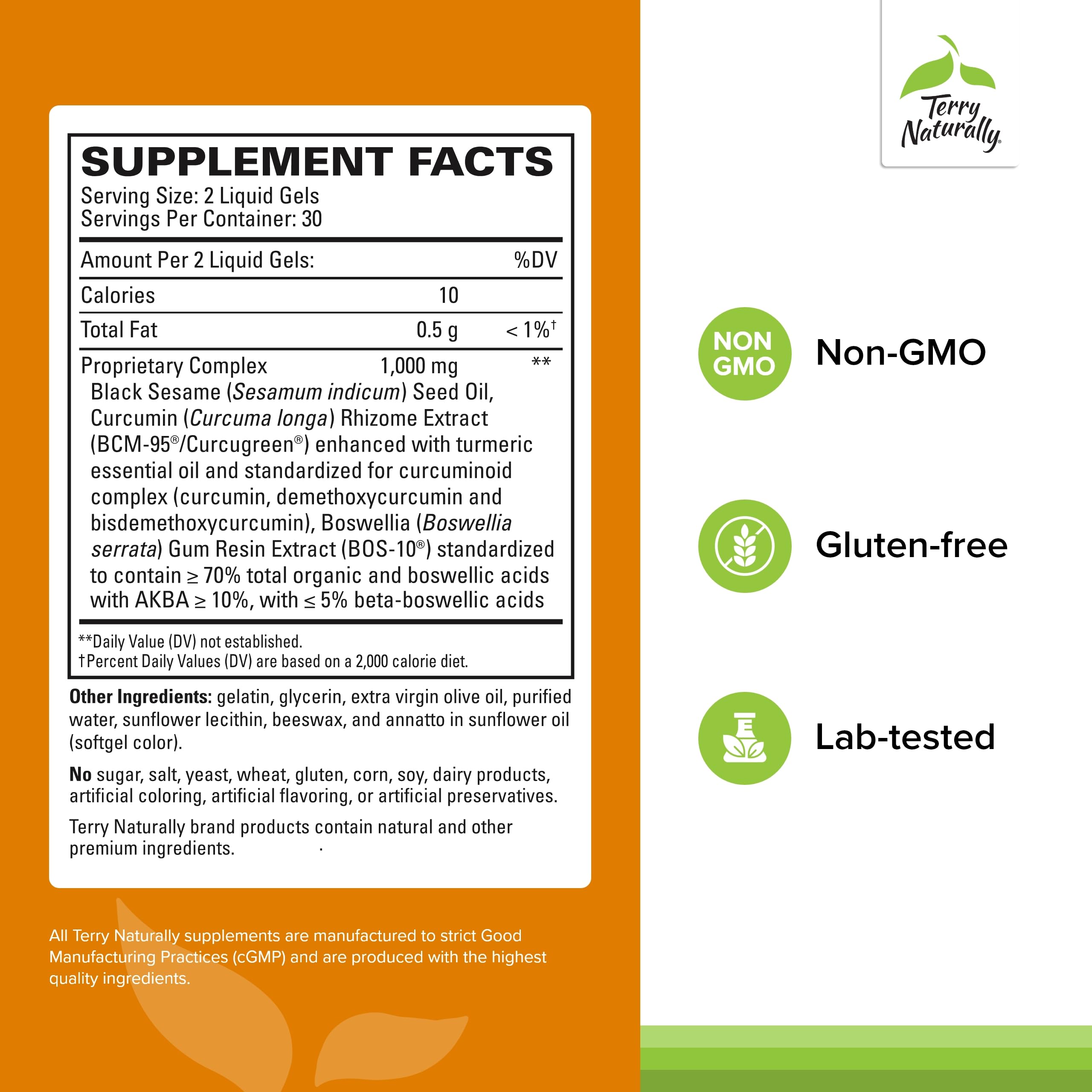 Terry Naturally CuraMed Acute Pain Relief - Supplement with BCM-95 Curcumin & BOS-10 Boswellia - Black Sesame Seed Oil to Support Relief of Occasional Discomfort - 60 Liquid Gels Terry NaturallyAu supplements