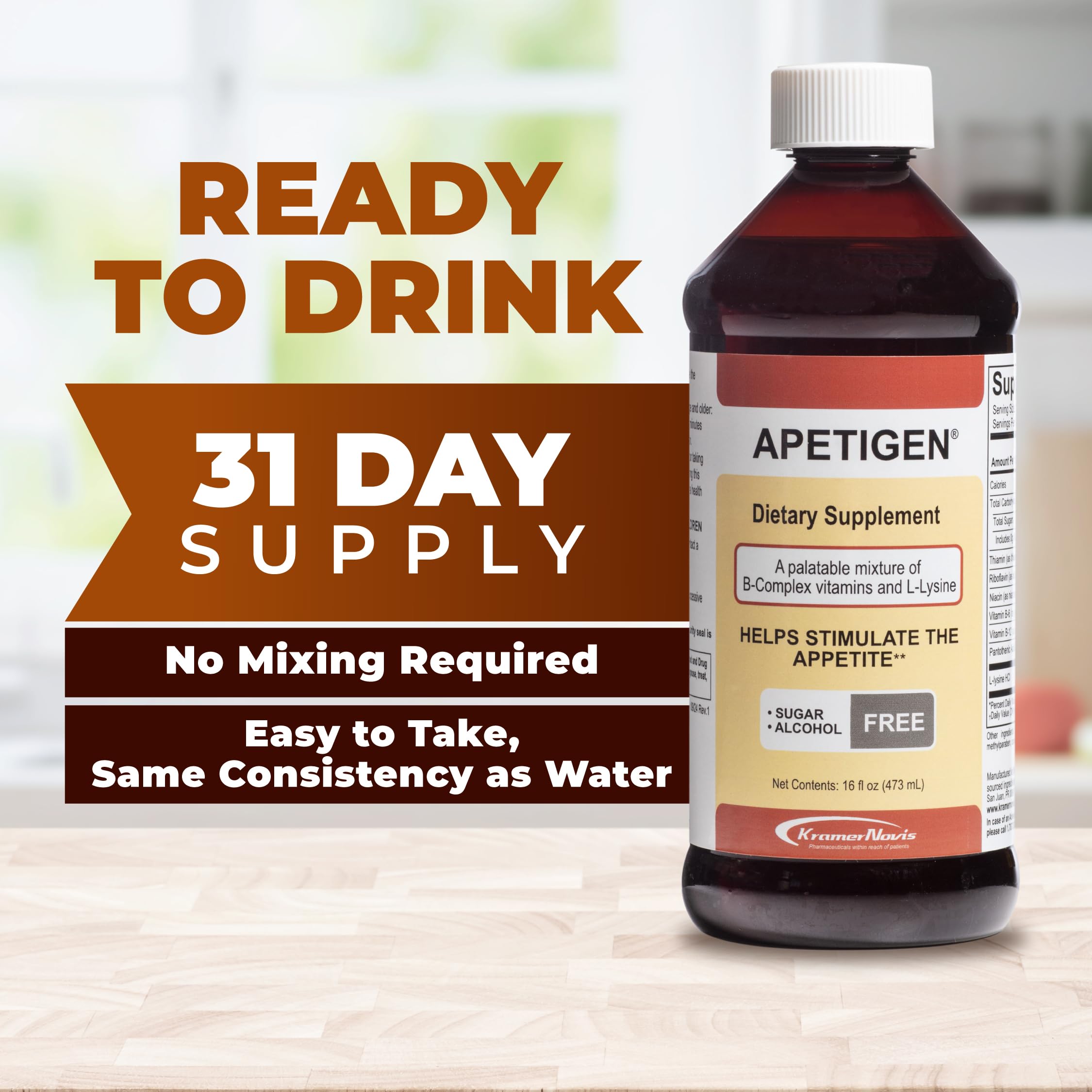 Apetigen Appetite Stimulant for Kids & Adults – Vitamin B-Complex with L-Lysine Liquid – Sugar Free Weight Gain Supplement for Picky Eaters – Caramel Flavor, 16oz ApetigenAu supplements