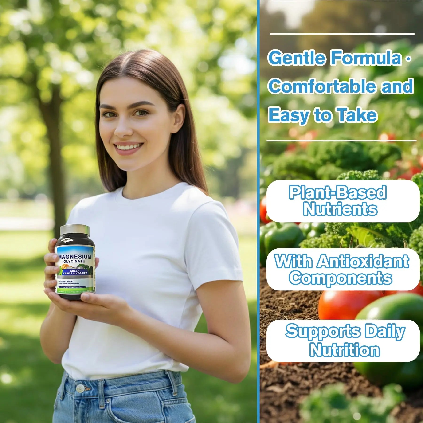 Magnesium Glycinate 500mg with Vitamin D3 – High Absorption Magnesium Supplement with Veggies Design – Supports Bone & Muscle Function and Energy – Non-GMO, Gluten-Free – 120 Veg Capsules FrexNutrinz supplements