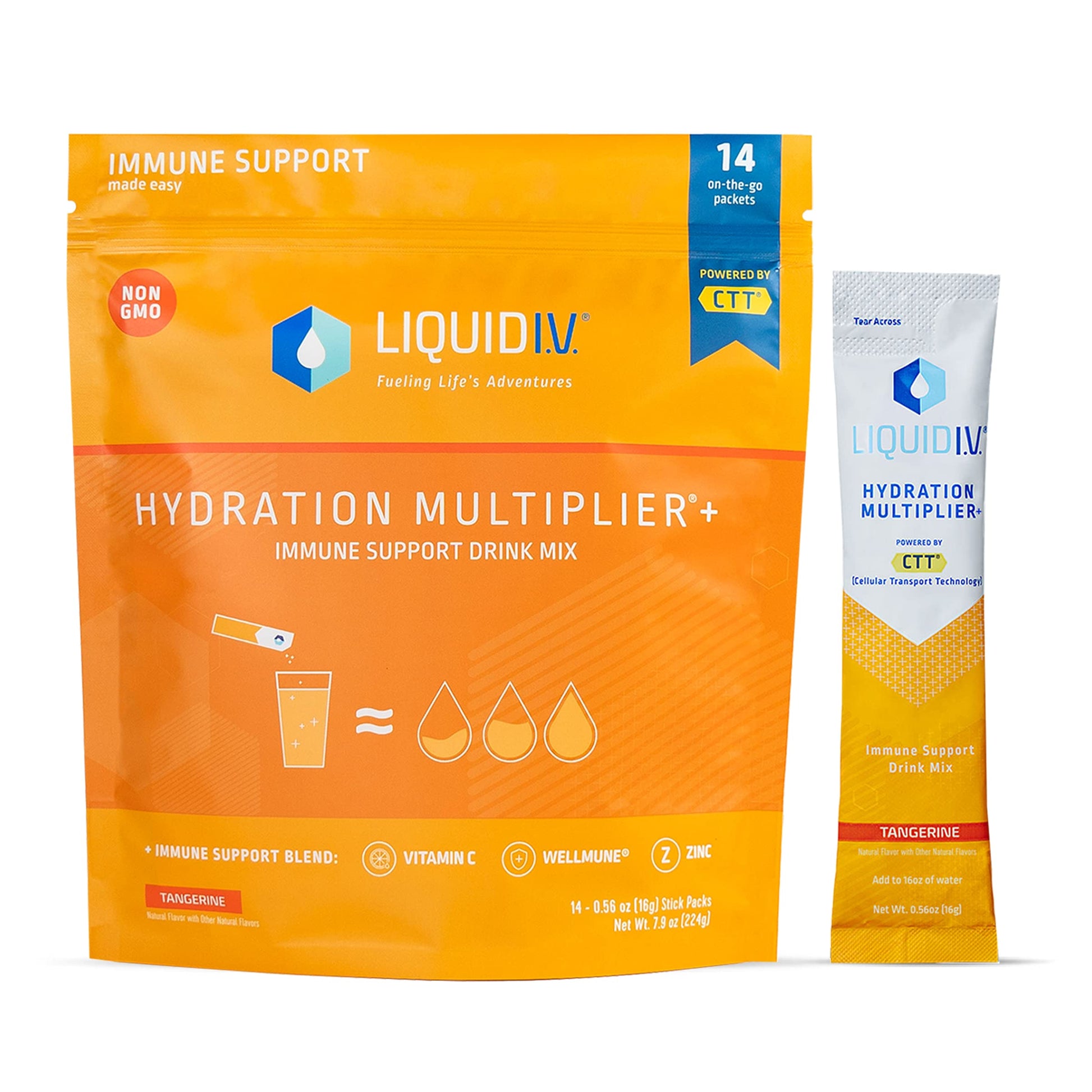 Liquid I.V. Hydration Multiplier + Immune Support - Tangerine - Hydration Powder Packets Liquid I.V.US supplements