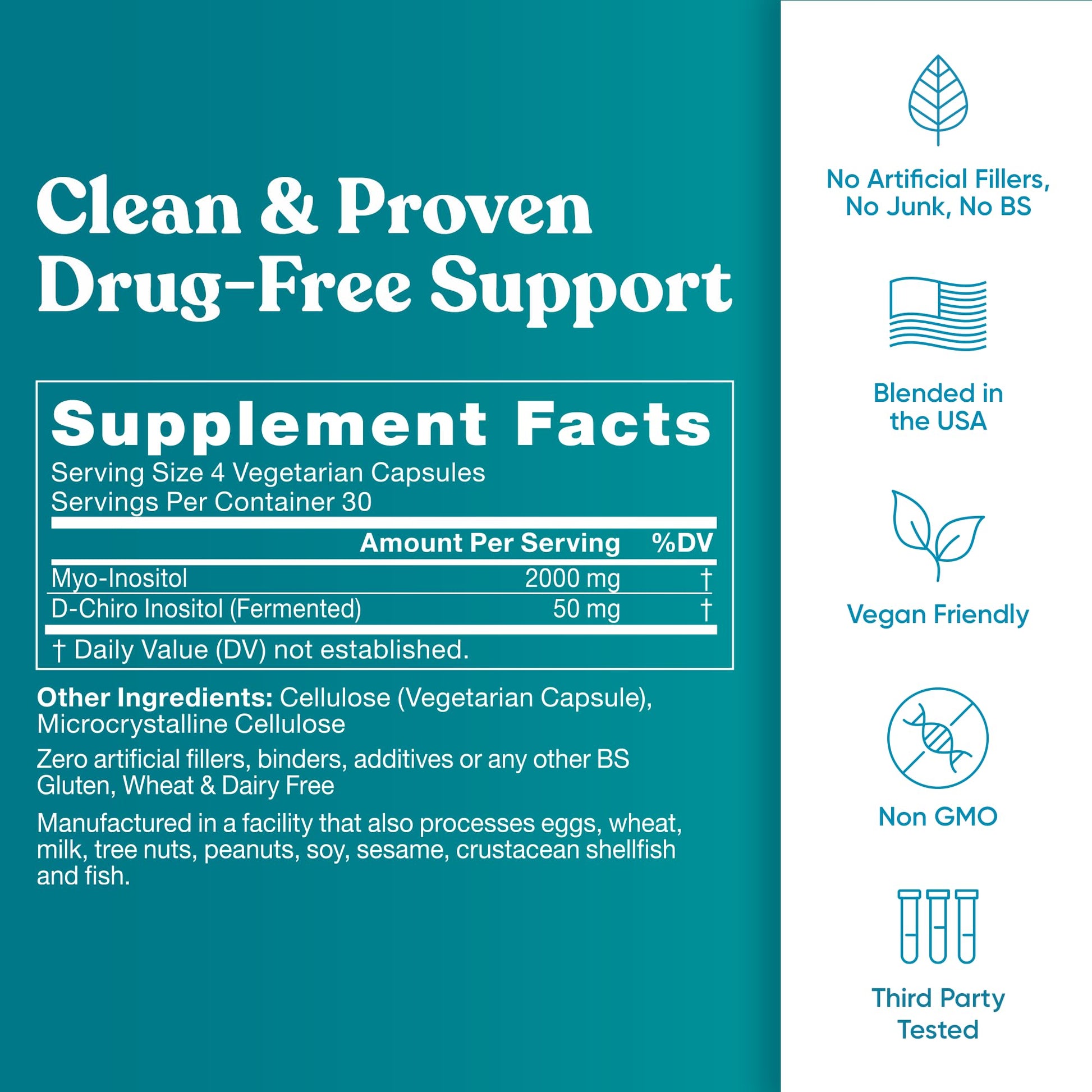Regulate Cycle Support – Hormone Balance for Women at Optimal 40:1 Myo-Inositol 2000 mg & D-Chiro Inositol 50 mg – Supplement for Period Consistency, Menstrual & Ovulation Support – 120 Vegan Capsules Eu NaturalAu supplements