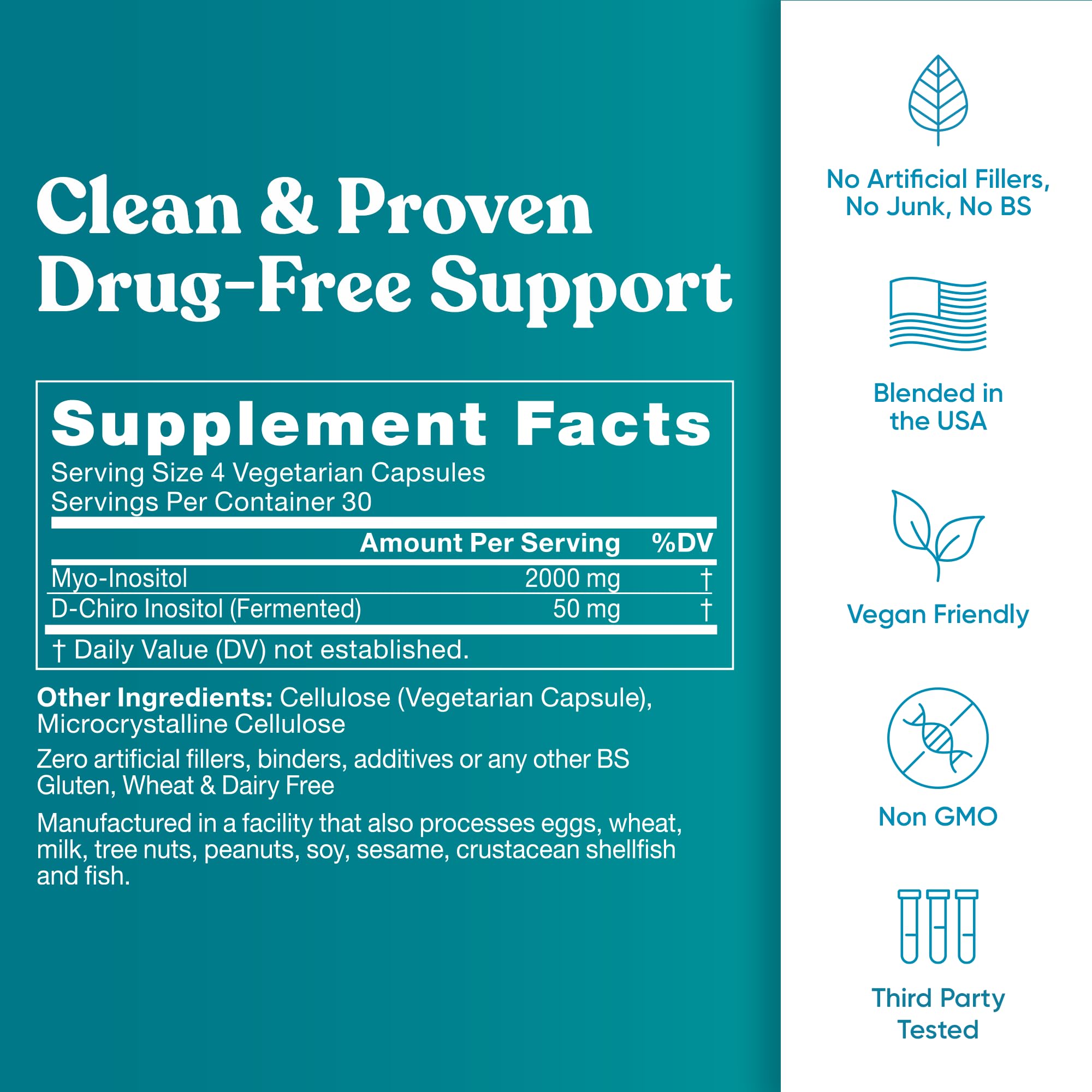 Regulate Cycle Support – Hormone Balance for Women at Optimal 40:1 Myo-Inositol 2000 mg & D-Chiro Inositol 50 mg – Supplement for Period Consistency, Menstrual & Ovulation Support – 120 Vegan Capsules Eu NaturalAu supplements