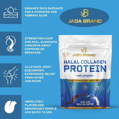 JABA BRAND - Halal Bovine Collagen Protein Powder for Hair, Nails, Joints and Skin JABA BRANDUS supplements