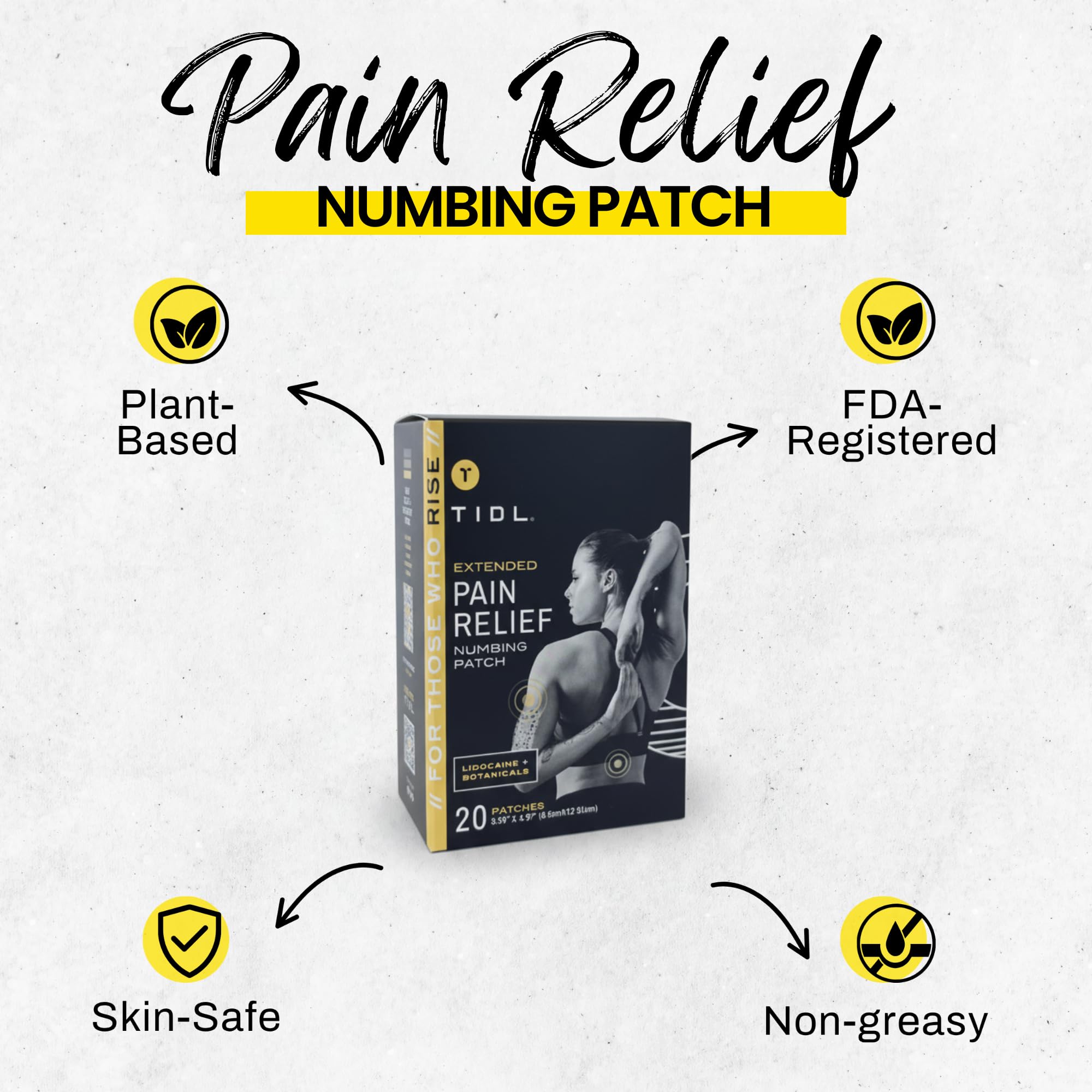 TIDL Recovery Patches, 20 Count, Maximum Strength for Targeted Back Pain, Joint & Muscle Pain Relief, Immediate Numbing & Soothing, Non-Stick Adhesive for Easy Application & Removal TIDLAu supplements