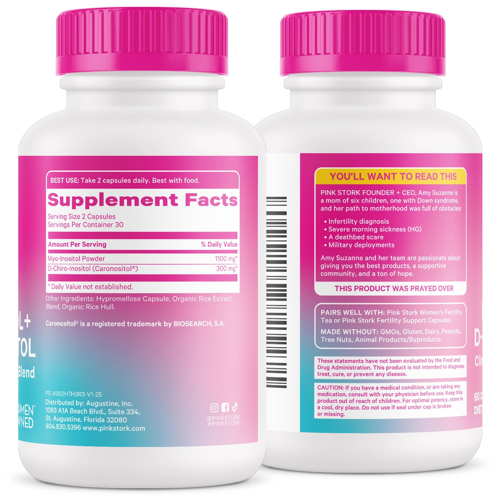Pink Stork Myo-Inositol & D-Chiro Inositol: 3.6:1 Blend to Support Fertility, Hormone Balance for Women - Ovarian Function, Ovulation, Conception, and Period Support Supplement - 60 Capsules Pink StorkAu supplements