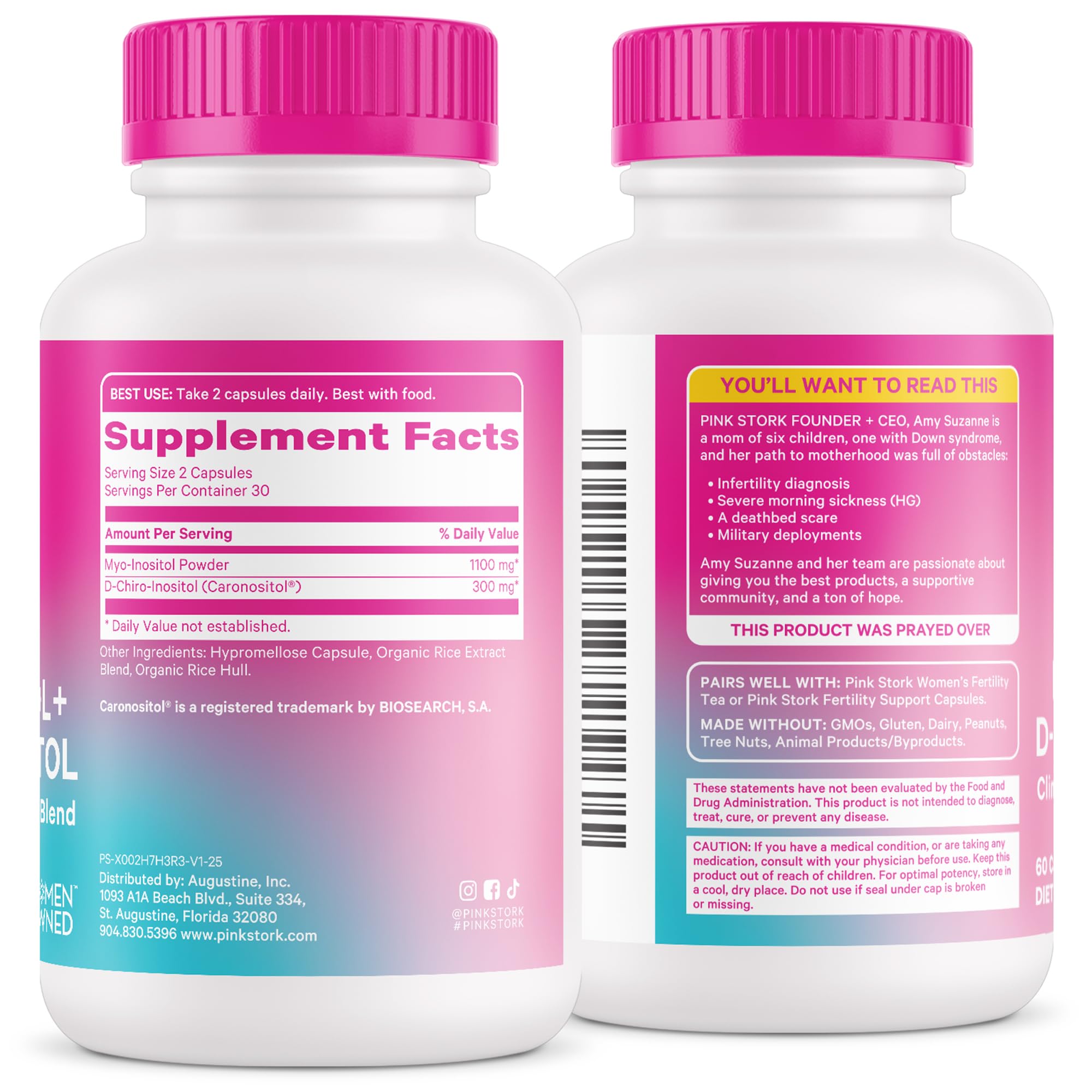 Pink Stork Myo-Inositol & D-Chiro Inositol: 3.6:1 Blend to Support Fertility, Hormone Balance for Women - Ovarian Function, Ovulation, Conception, and Period Support Supplement - 60 Capsules Pink StorkAu supplements