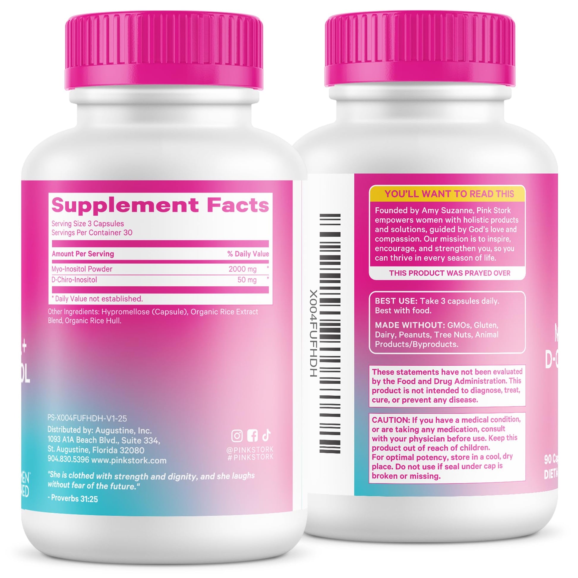 Pink Stork Myo-Inositol & D-Chiro Inositol Supplement - Hormonal Balance for Women - Ovarian Support - 40:1 Ratio - Fertility Supplements for Women - 180 Capsules, 2 Month Supply Pink StorkAu supplements