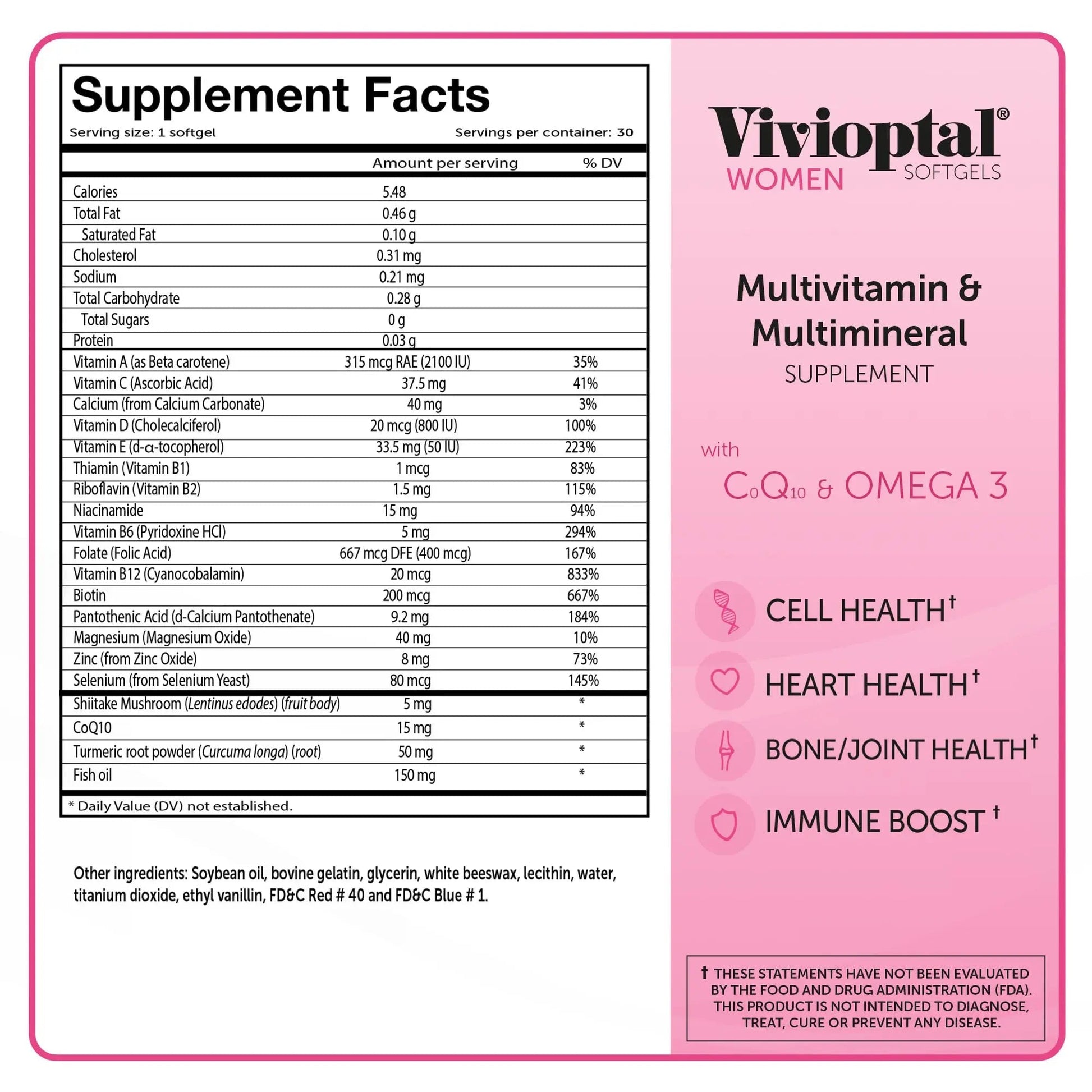Vivioptal Women, 30 Capsules, CoQ10 & Omega-3, Multivitamin & Multimineral, Gluten Free, German Formula Vivioptal VitaminsAu supplements