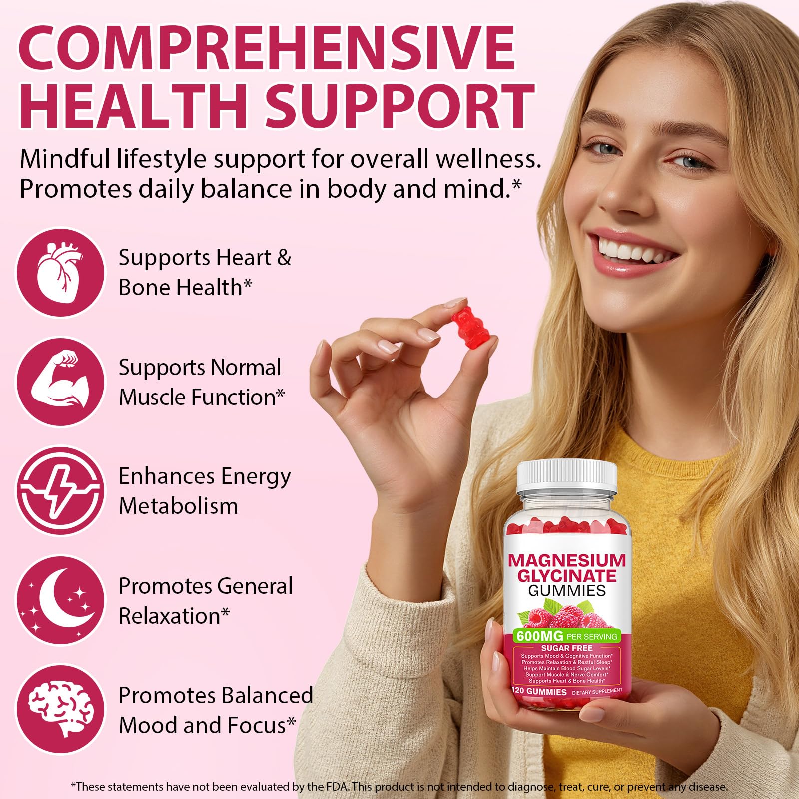 Magnesium Glycinate Gummies 600mg 120 Count - Sugar Free Magnesium Supplement - Supports for Sleep, Memory, Mood, Muscle, Relaxation, Heart & Bone Health BOIUOITIAu supplements