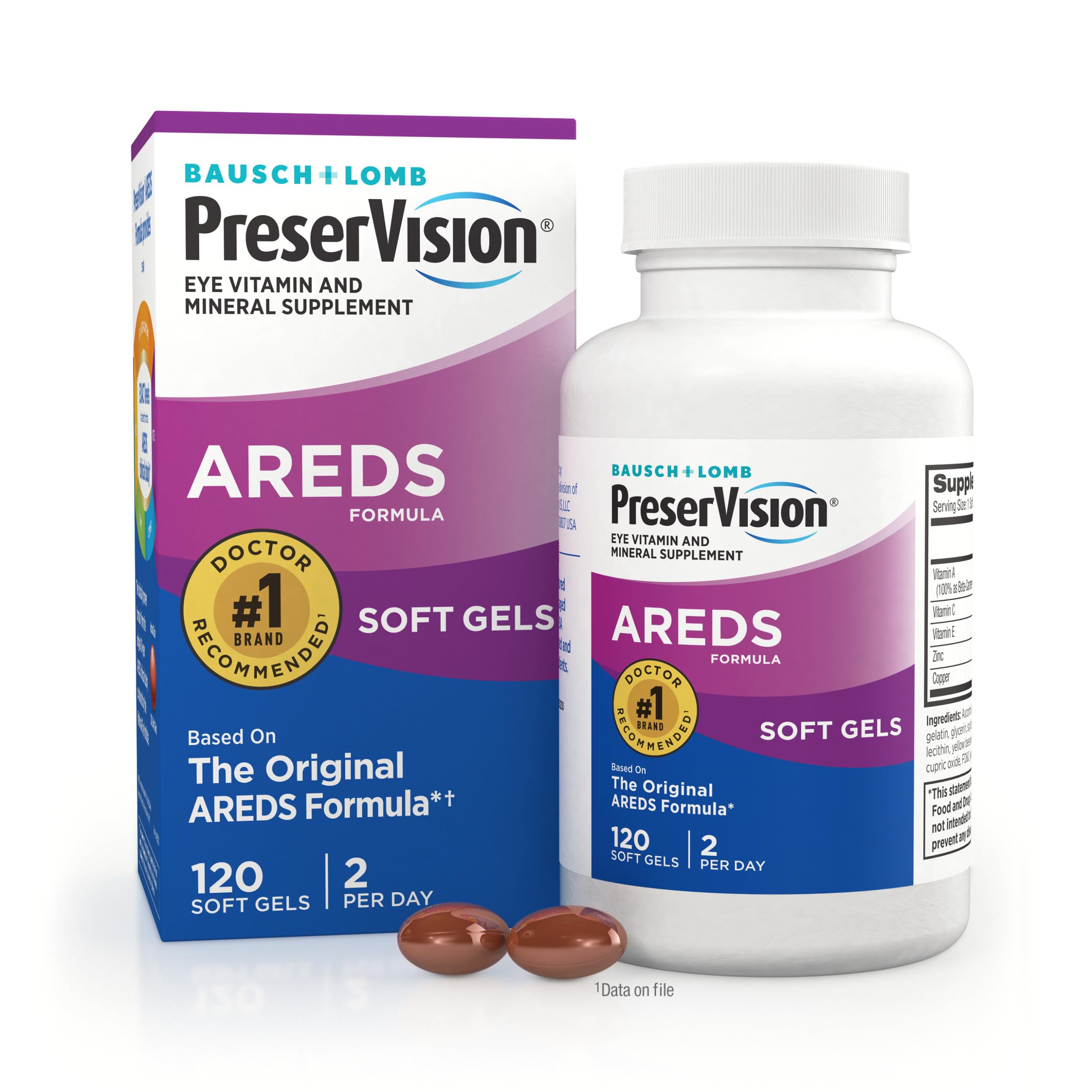 PreserVision AREDS Eye Vitamins, #1 Eye Doctor Recommended Brand, Multivitamin with Copper, Vitamin A, C & E, Zinc Supplements, 120 Softgels PreserVisionAu supplements