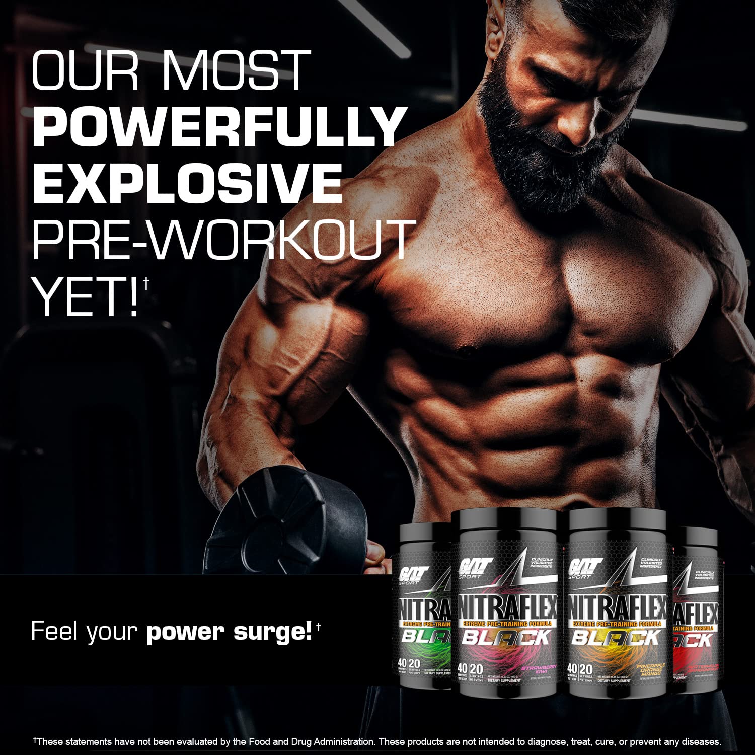 GAT SPORT Nitraflex Black Pre-Workout Powder, Extreme Pre-Training Formula for Men GAT SPORTAu supplements