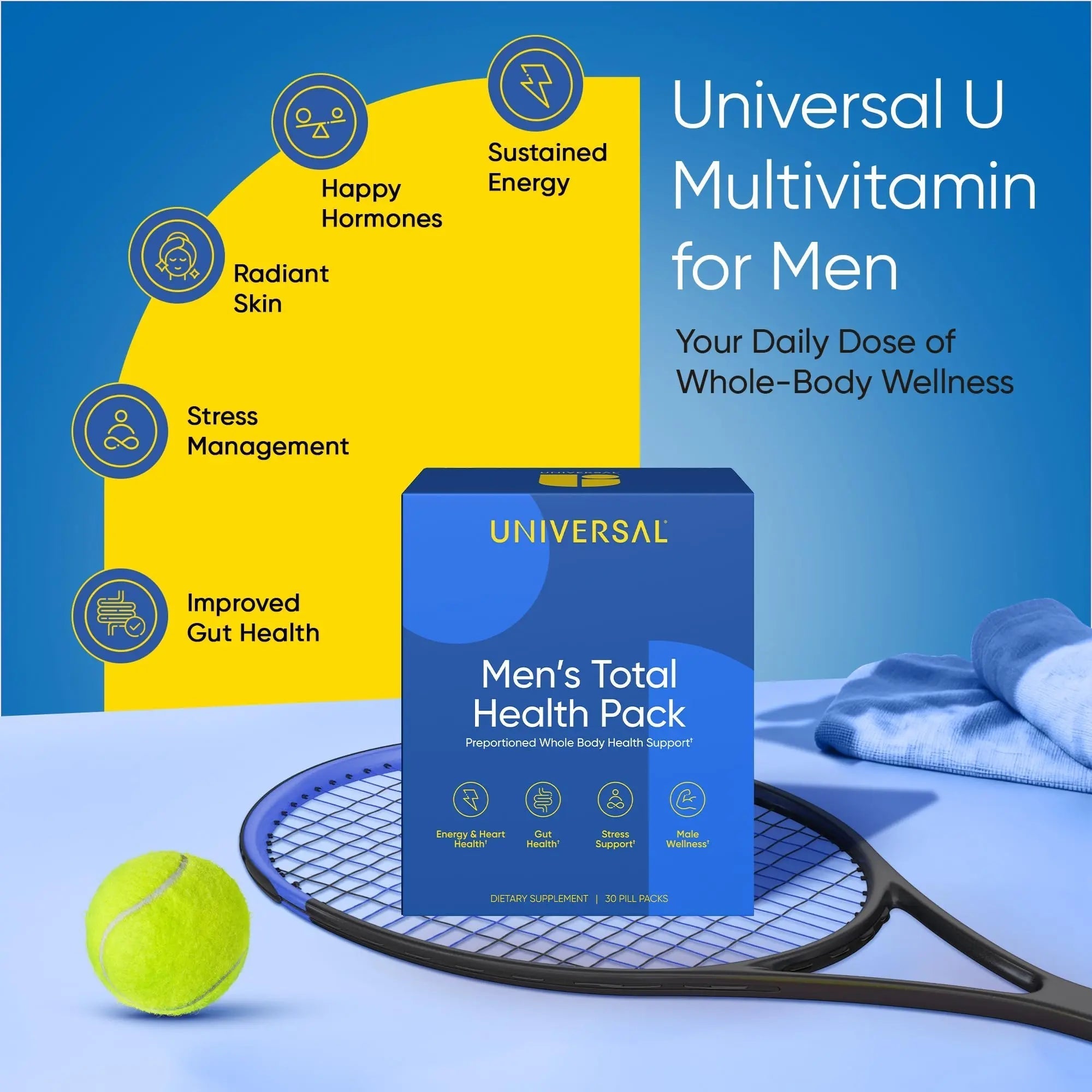 Men's Total Health Daily Vitamin Packs - 22 Essential Minerals & Vitamins for Men, All-in-One Multivitamin Supplement for Energy Universal UAu supplements
