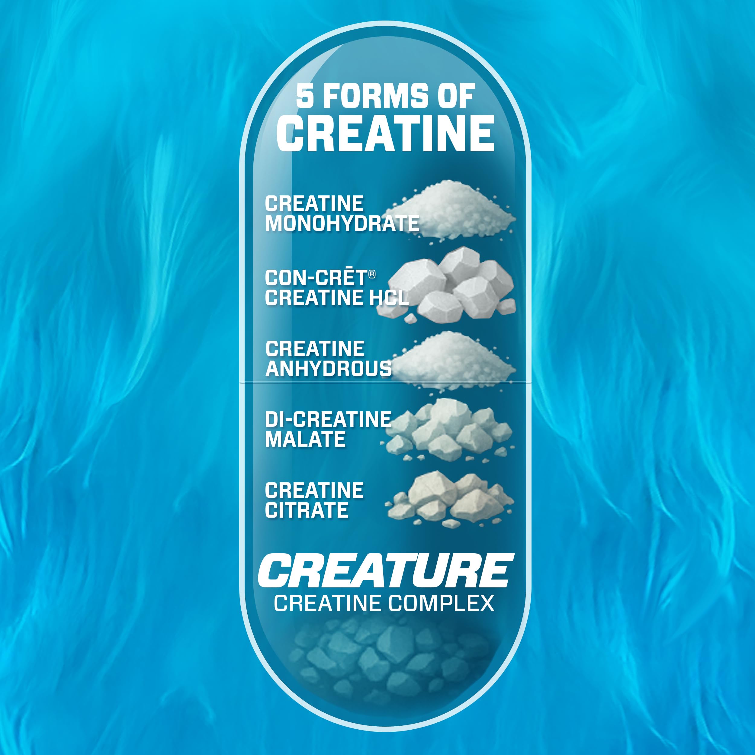CREATURE® Creatine Complex - Creatine Monohydrate Capsules with 5 Types of Creatine Including Con-Crēt® Creatine HCL, Promotes Muscle, Strength, Endurance, Brain Health, 180 Veggie Caps, 60 Servings CREATUREAu supplements