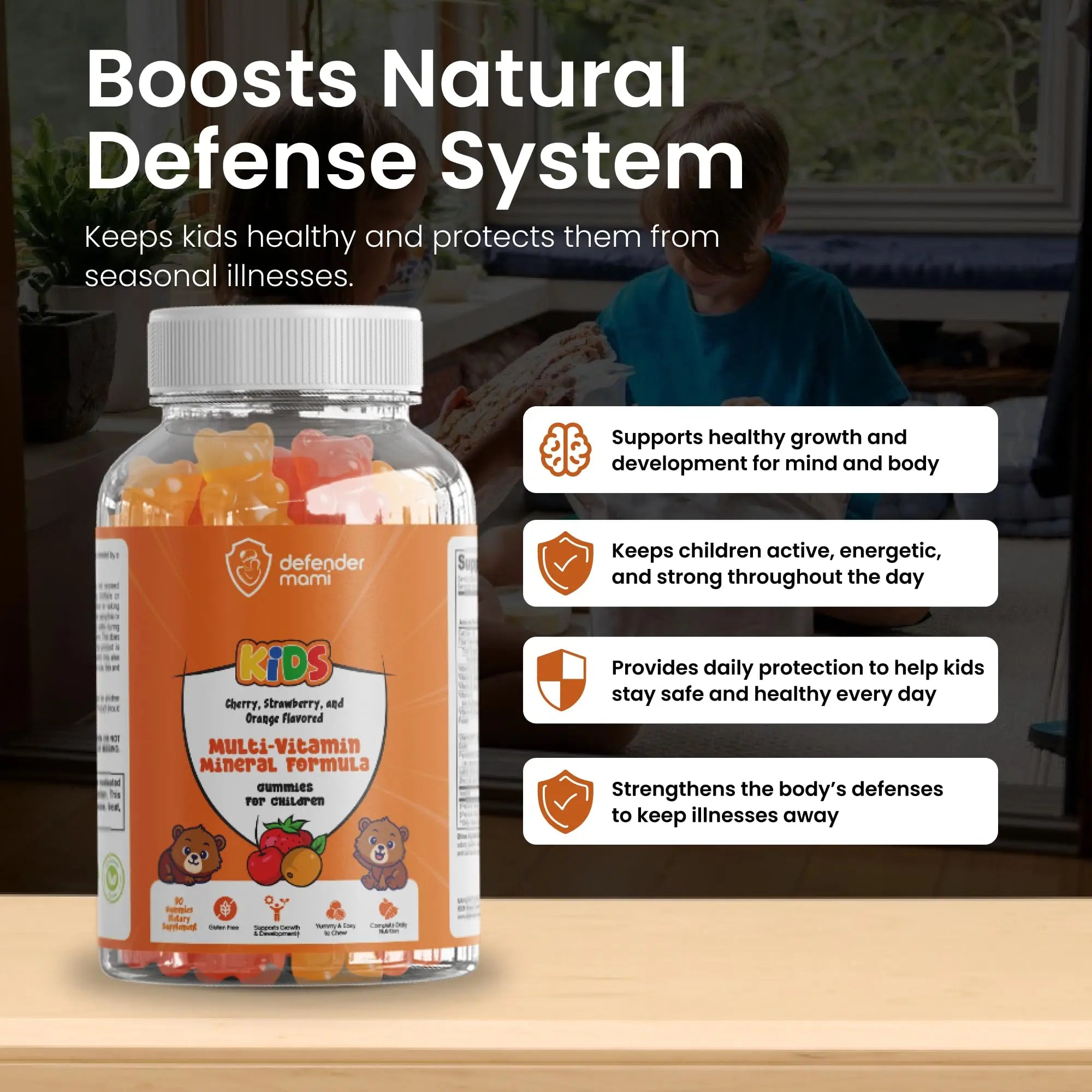 Defender Mami Kids Vitamin Gummies – Multivitamin & Mineral Formula, Non‑GMO · Gluten‑Free, 90 Count Chewables for Daily Immune Defender MamiAu supplements