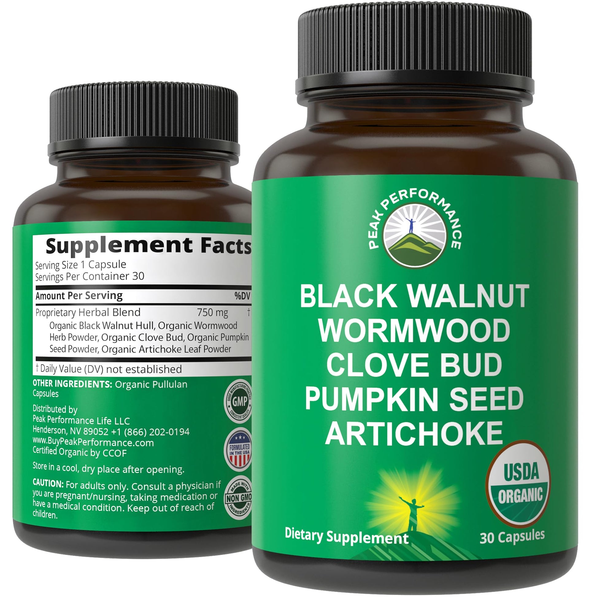 USDA Organic Wormwood Black Walnut Clove Cleanse for Humans. Elimination Detox + Intestinal Support Capsules Supplement for Adults and Kids. Pills with Artichoke and Pumpkin Seed for Added Benefits Peak PerformanceAu supplements
