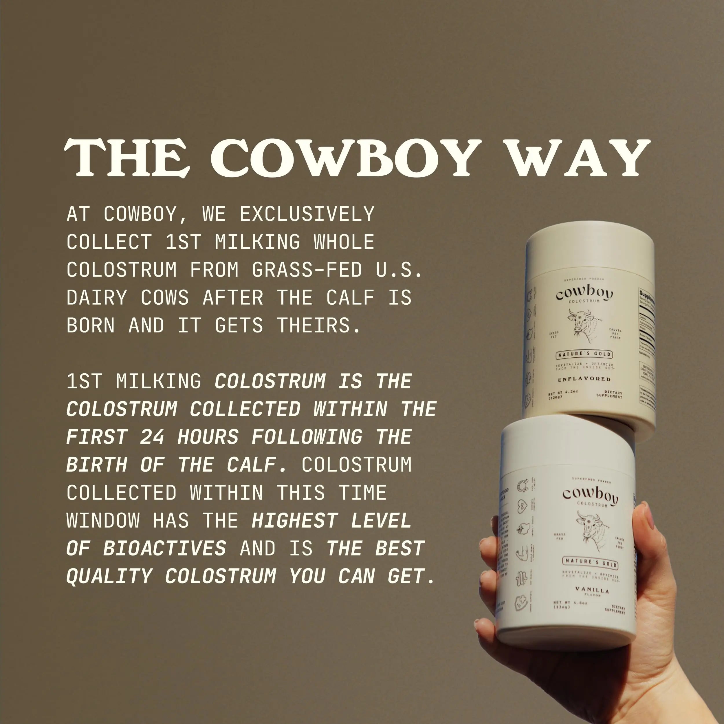 Cowboy - The Exclusive 1st Milking, Whole, Grass Fed Colostrum Supplement for Full Body Health - Sugar Free Bovine Colostrum Powder Packed with Bioactive(Vanilla & Chocolate) Nutrients COWBOY COLOSTRUMnz supplements