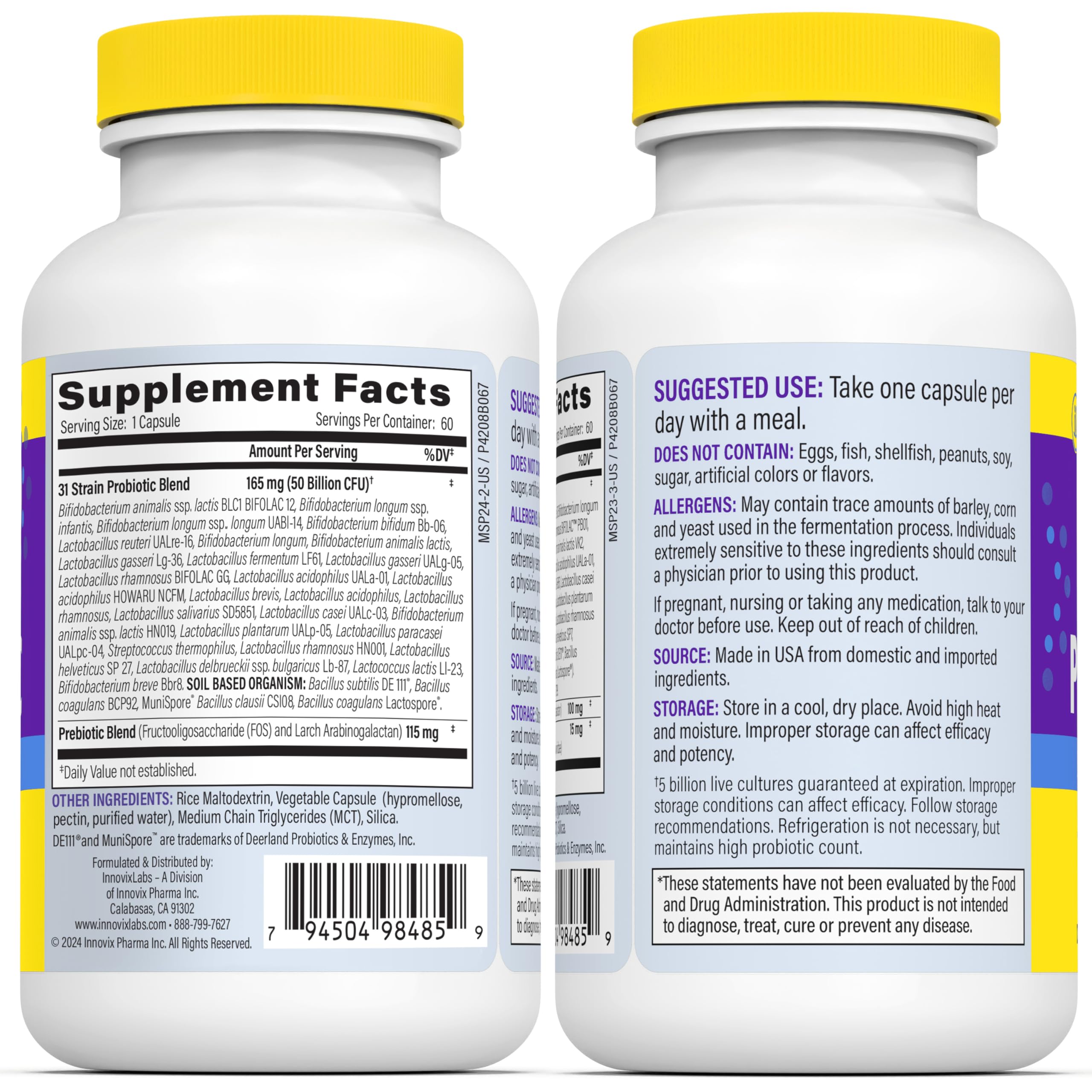 InnovixLabs Multi Strain Probiotics for Women & Men - Probiotic Supplement - 50 Billion CFU - Gut Health, Immune Support, Digestion, Lactobacillus Acidophilus, Prebiotics and Probiotics, 60 Capsules InnovixLabsAu supplements