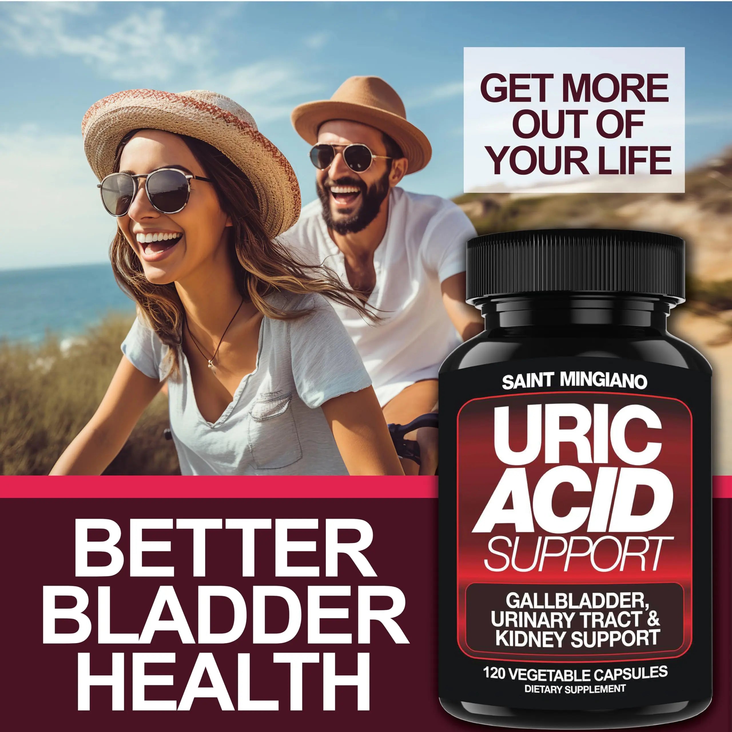 Saint Mingiano Uric Acid Flush for Gout Support -120 Capsules - Supports Kidney Cleanse Detox & Repair, Gallbladder & Urinary Tract Issues - Essential for Detox & Joint Support - Cranberry Extract Saint MingianoAu supplements