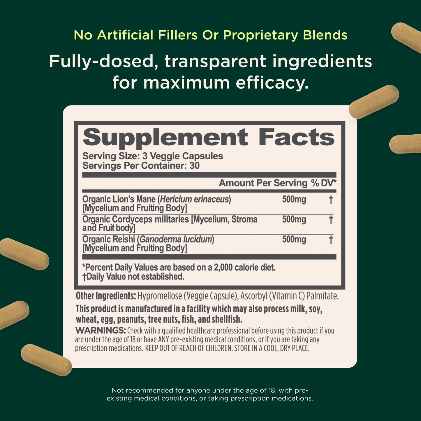 The Genius Brand Genius Mushrooms - Plant-Based Supplement for Immune, Focus & Energy Support - Lion's Mane, Cordyceps & Reishi The Genius BrandUS supplements