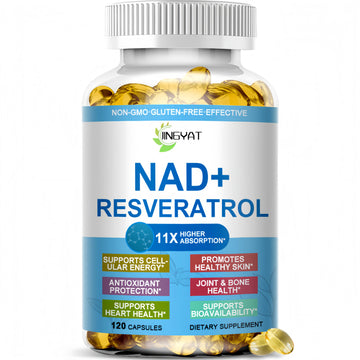 JINGYAT 11-in-1 NAD Supplement with Resveratrol, CoQ10, Quercetin, Collagen, Grape Seed for Cellular Energy, Mental Focus & Antioxidant Support - NAD Supplement for Women & Men, 120 Soft Capsules JINGYATAu supplements