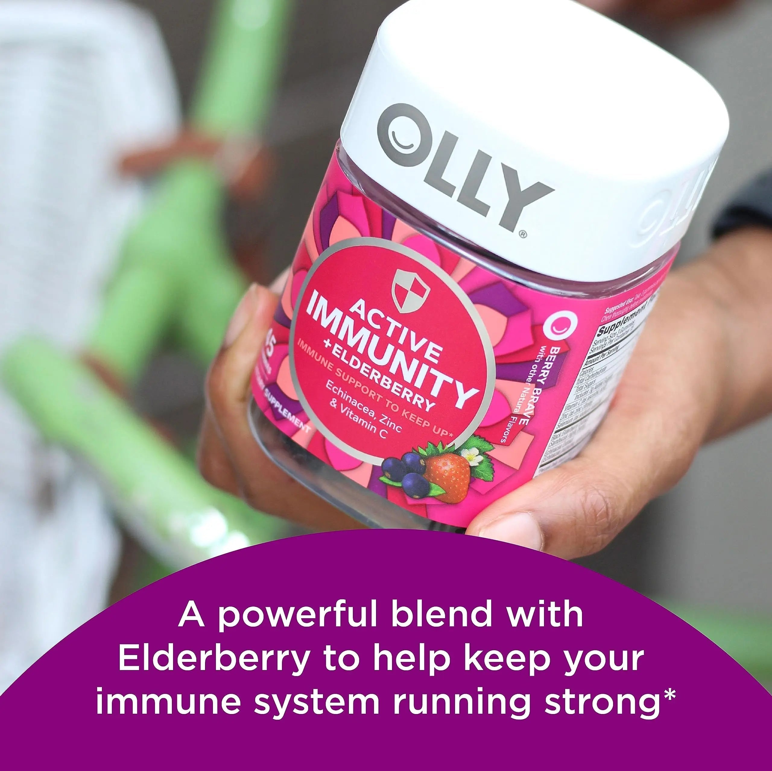 OLLY Kids Immunity Gummy, Immune Support, Wellmune, Elderberry, Vitamin C, Zinc, Chewable Supplement, Cherry - 50 Count & Gummy Active Immunity+Elderberry, 45 Gummies (1 Pack), Berry Flavor OLLYAu supplements