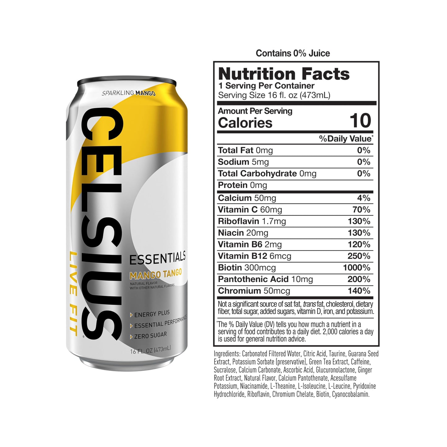 CELSIUS ESSENTIALS, Sparkling Mango Tango, Performance Energy Drink 16 Fl Oz CELSIUSUS supplements
