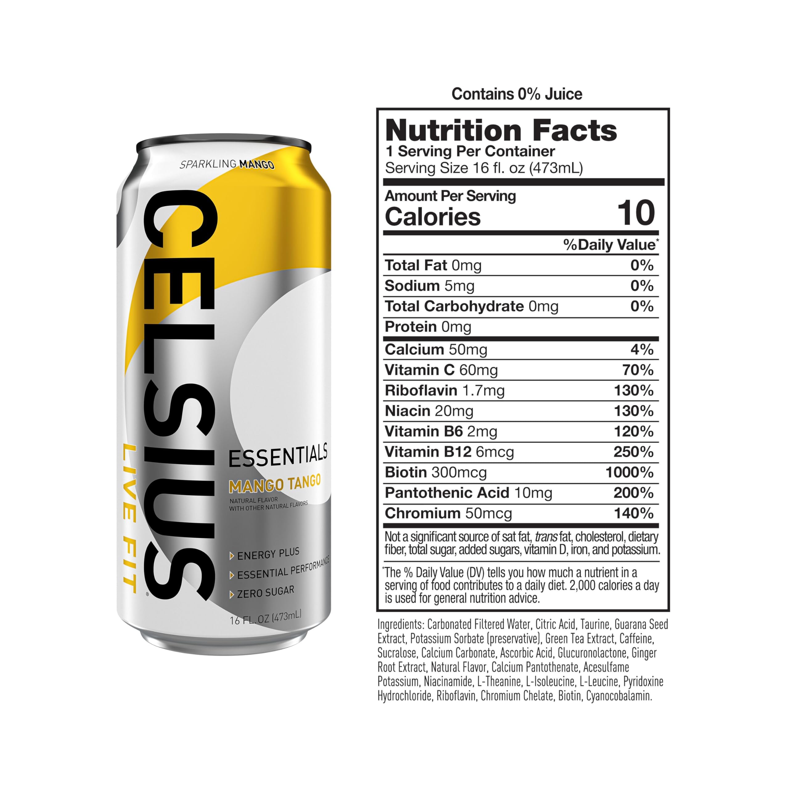 CELSIUS ESSENTIALS, Sparkling Mango Tango, Performance Energy Drink 16 Fl Oz CELSIUSUS supplements