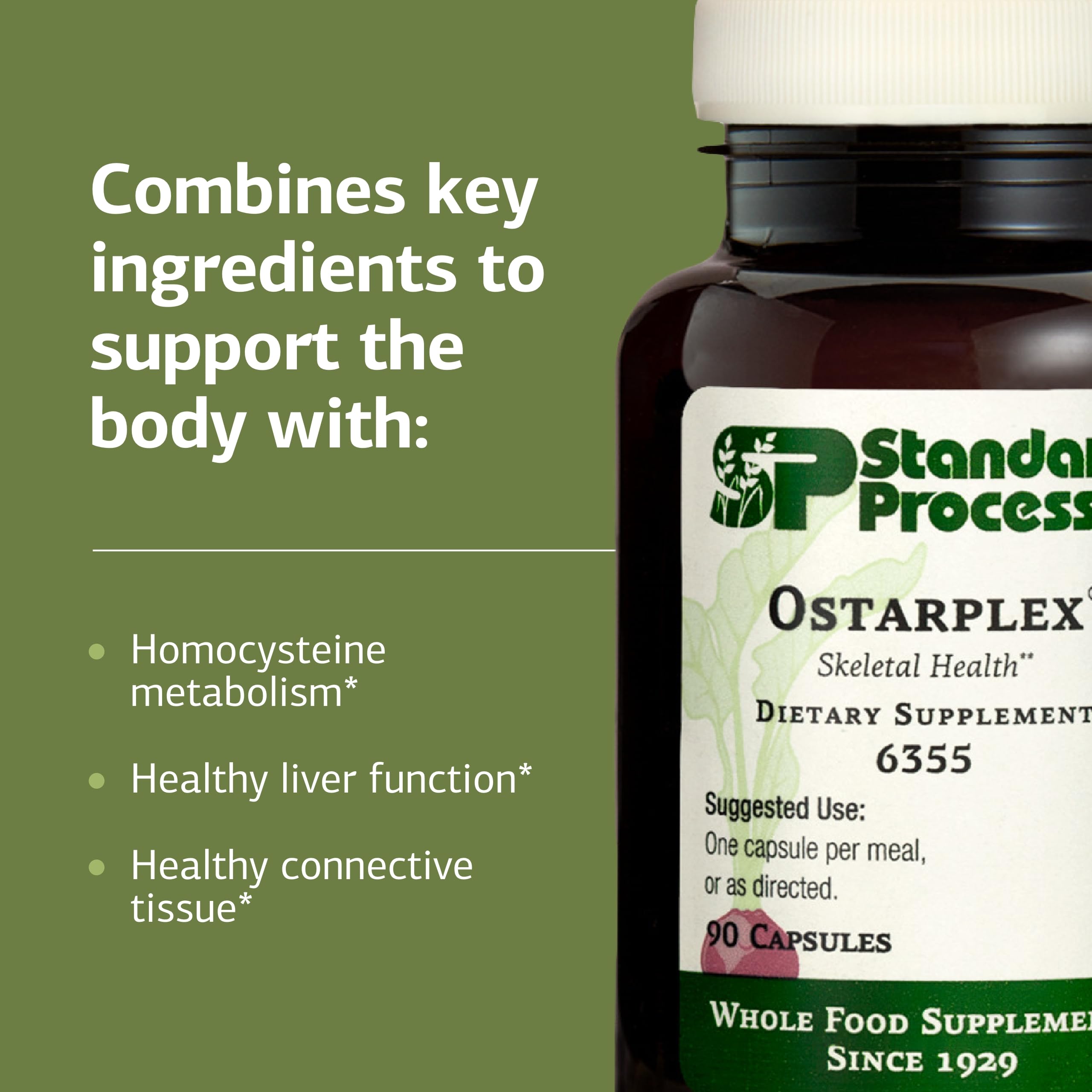 Standard Process Ostarplex - Dietary Supplement for Connective Tissue Health - Aids Liver Health & Function - Contains Vitamin B6 - Non-Dairy - 90 Capsules (90 Servings) Standard Process Inc.Au supplements
