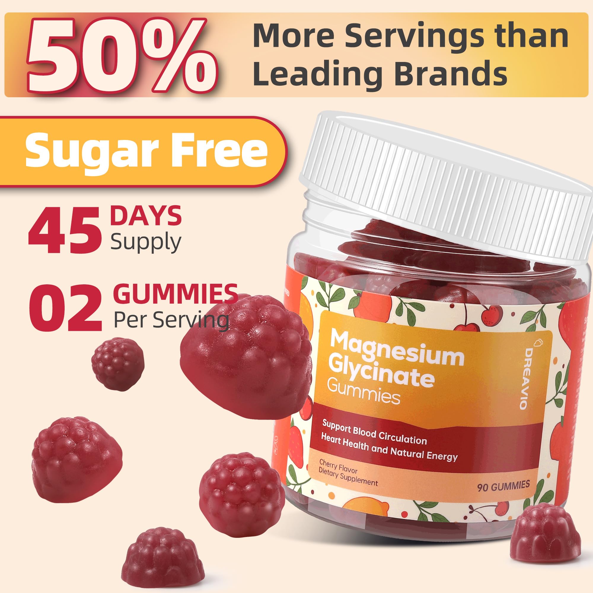 DREAVIO 90 Count Magnesium Glycinate Gummies 400mg w/Ashwagandha Supplement - Sugar Free Zinc Magnesium Glycinate Supplement Ashwagandha Gummies for Adults DREAVIOAu supplements