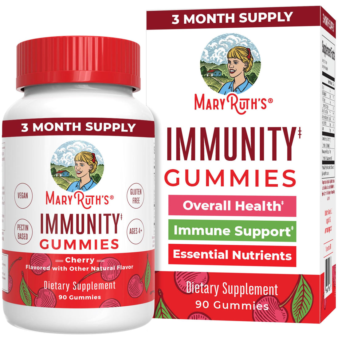 Mary Ruth's 5-1 Immunity Gummies with Elderberry for Kids & Adults | Cherry | Pectin Based | Vegan | 90 Count MARYRUTH'SUS supplements