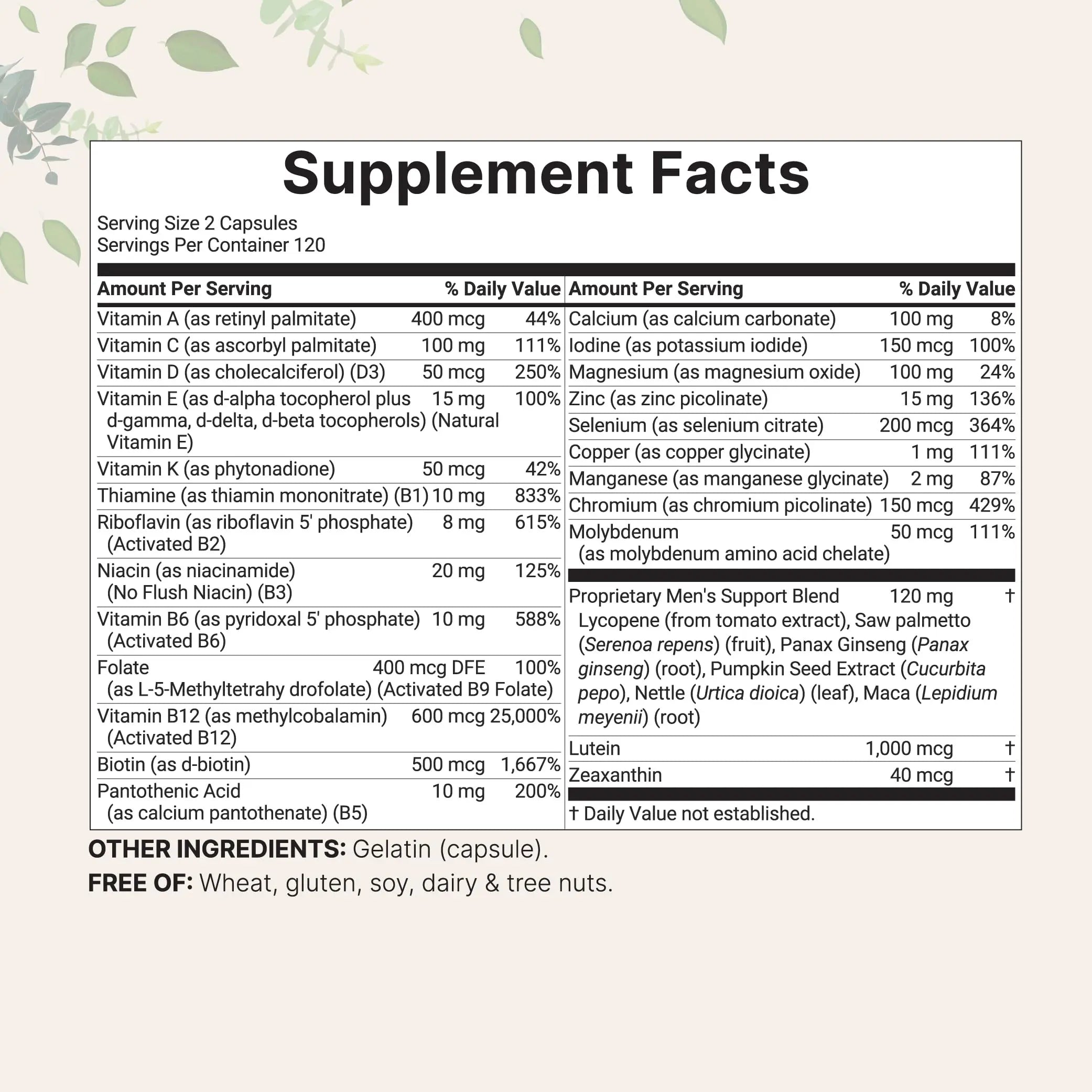 Pure Methylated Multivitamin for Men, 240 Capsules | 30 Key Nutrients with Vitamin C, D, E, B Complex + Methylfolate Micro IngredientsAu supplements