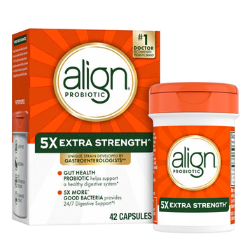 Align Probiotic, Extra Strength, Probiotics for Women and Men, Probiotics for Men, Probiotic Capsules have 5X CFUs, 42 Capsules AlignAu supplements