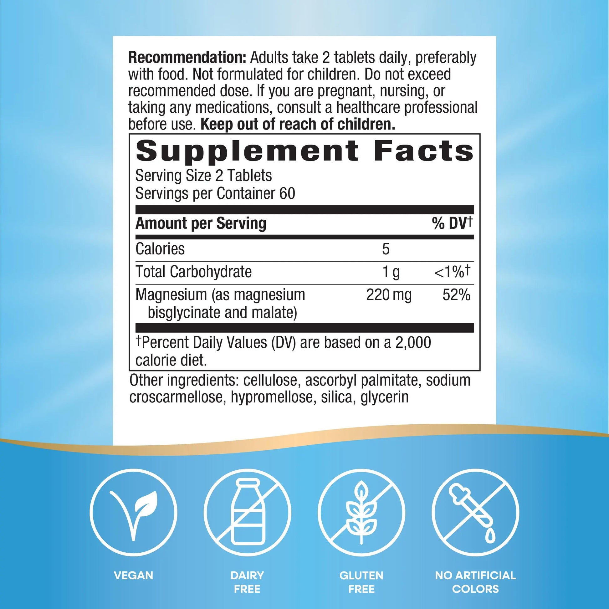 Nature's Way Magnesium Glycinate Complex, Supports Heart, Muscle, Nerve Function*, Highly Absorbable, 220 mg per 2-Tablet Serving, No Gluten, Vegan, 120 Tablets Nature's Waynz supplements