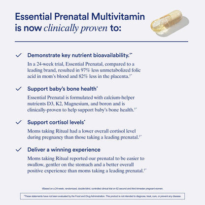 Ritual Essential for Women Prenatal Multivitamin: Folate & Choline for Neural Tube Support, Omega-3 DHA for Fetal Brain Development, Iron, Calcium-Helper D3 & K2, Non-GMO, Vegan, Citrus, 30 Days RitualUS supplements