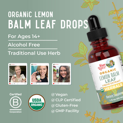 MaryRuth Organics Lemon Balm Leaf Liquid Extract | Mood Support | Relaxation | Calming | Nervine Herbal | Lemon Balm Tincture | USDA Organic | Vegan | Non-GMO | Gluten Free | 1 Fl Oz MARYRUTH'SUS supplements