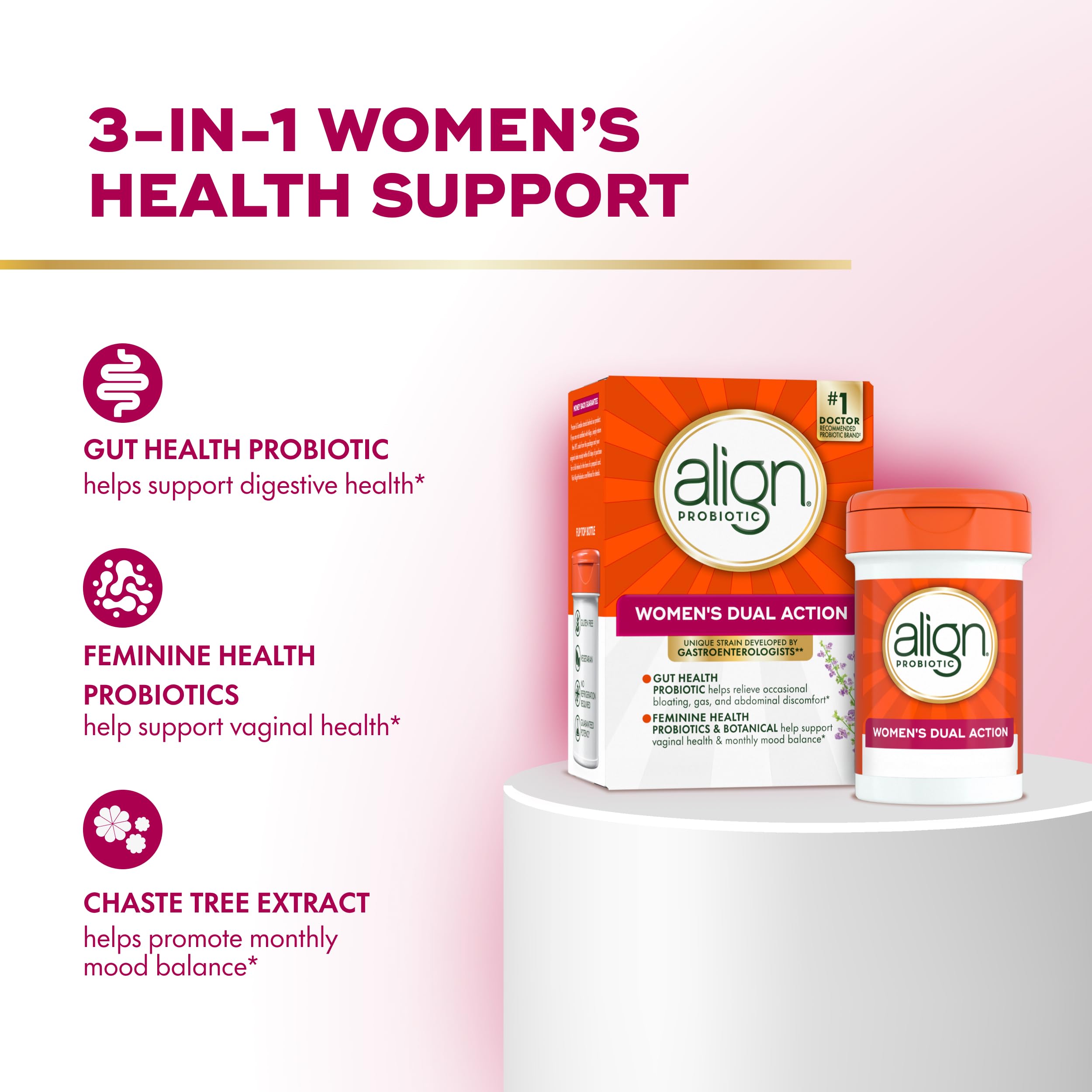 Align Probiotic, Womens Dual Action, Vaginal Probiotics for Women, Womens Probiotic for Vaginal Health Support, with Probiotics for Digestive Health, 28 Probiotic Capsules AlignAu supplements