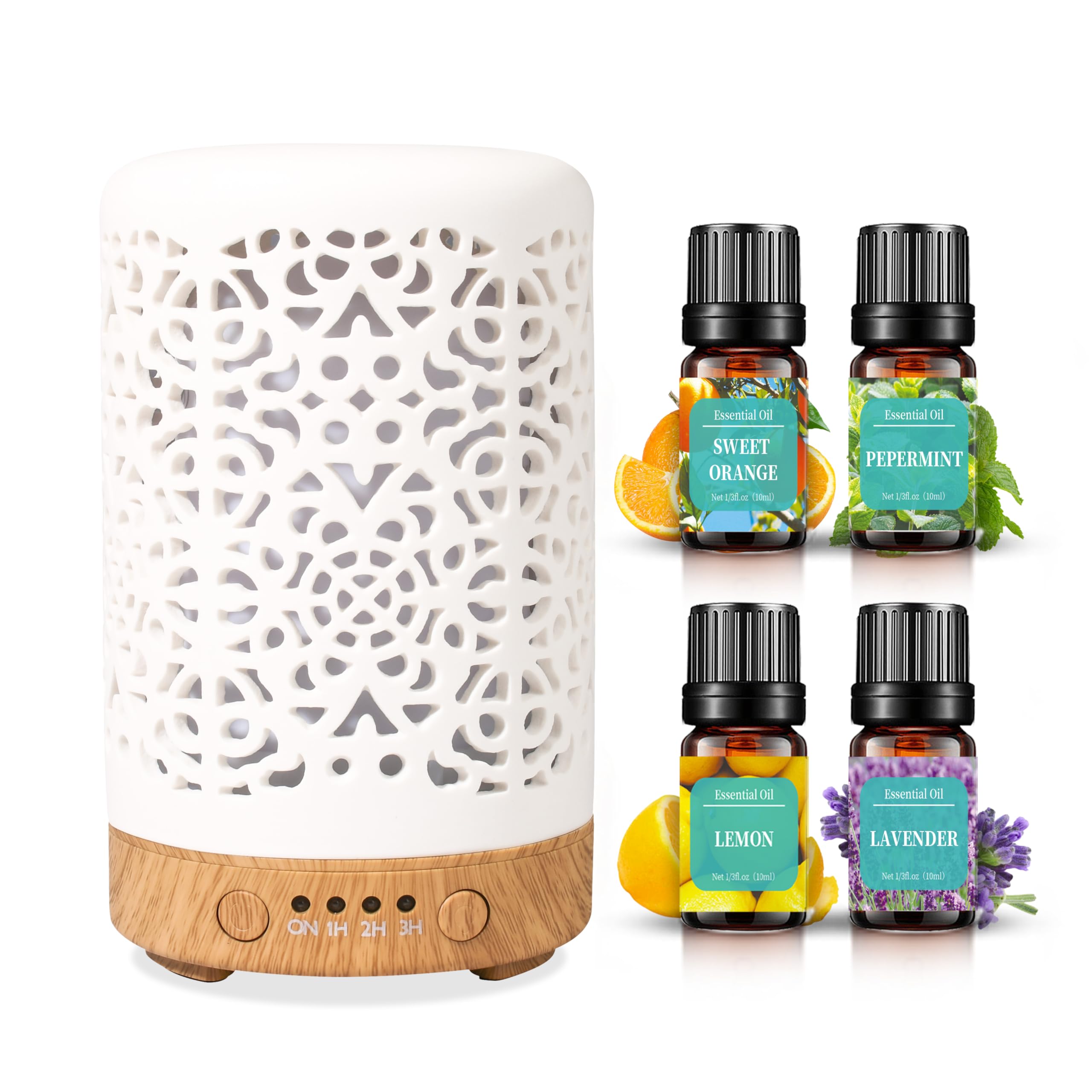 Essential Oil Diffusers, 100ml White Ceramic Diffuser with 7 LED Lights,Ultrasonic Aromatherapy homnasAu supplements