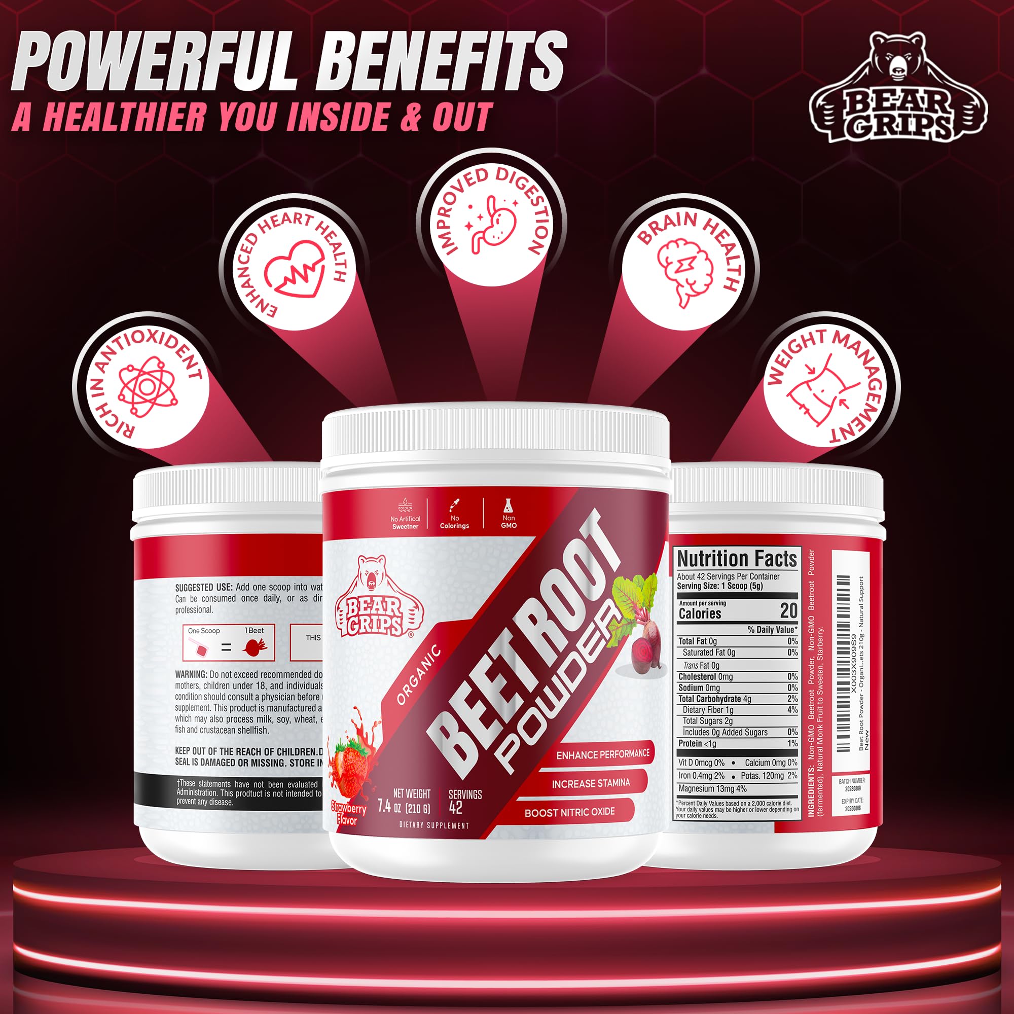 Organic Beet Root Powder - Nitric Oxide Supplement Super Food Beets Supplements Bear GripsAu supplements