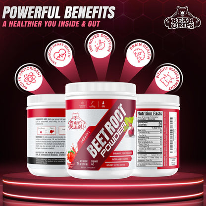 Organic Beet Root Powder - Nitric Oxide Supplement Super Food Beets Supplements Bear GripsUS supplements