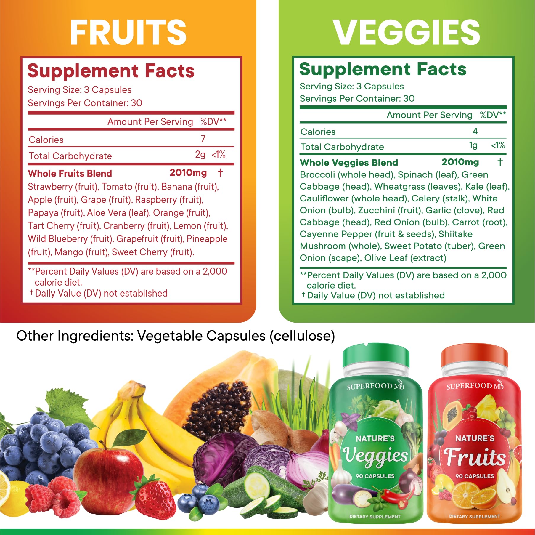 Superfood MD Fruits & Veggies Supplement - Whole Food Natural Superfoods - with Beta Carotene - Soy Free- 90 Count (Pack of 2) Superfood MDAu supplements