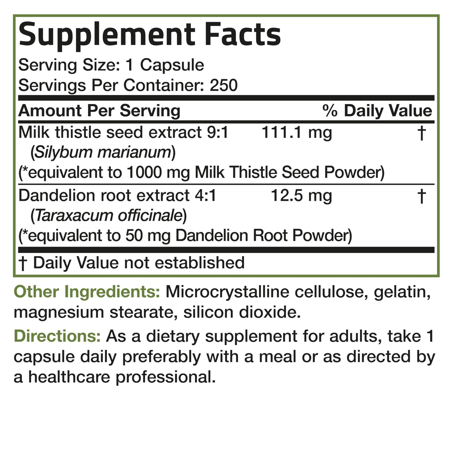 Bronson Milk Thistle Silymarin Marianum & Dandelion Root Liver Health Support BronsonUS supplements