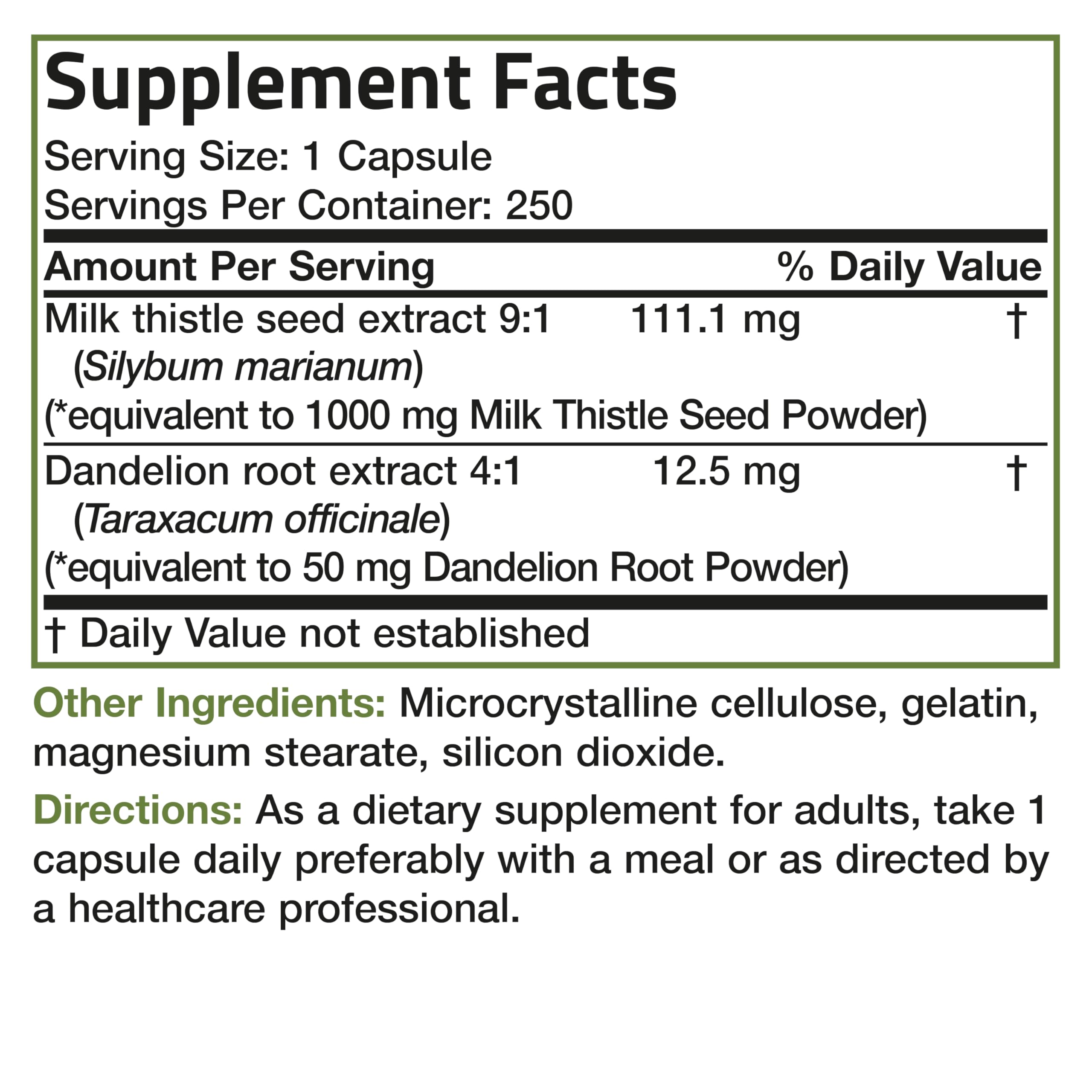 Bronson Milk Thistle Silymarin Marianum & Dandelion Root Liver Health Support BronsonAu supplements