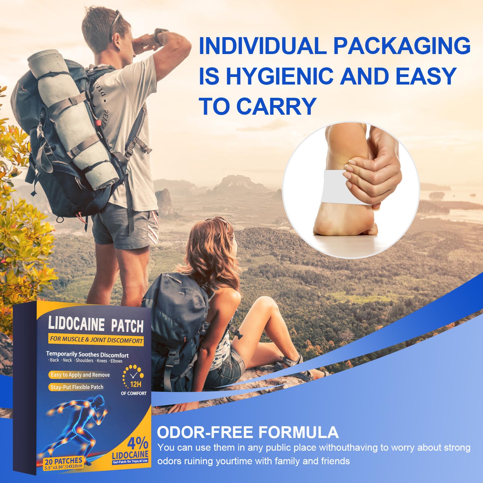 AROSLU Lidocaine Pain Relief Patches Maximum Strength Numbing Gel Patch for Back Knee Neck Shulder Joint Ache Muscle Soreness ICY Compress Topical 20-PCS AROSLUAu supplements
