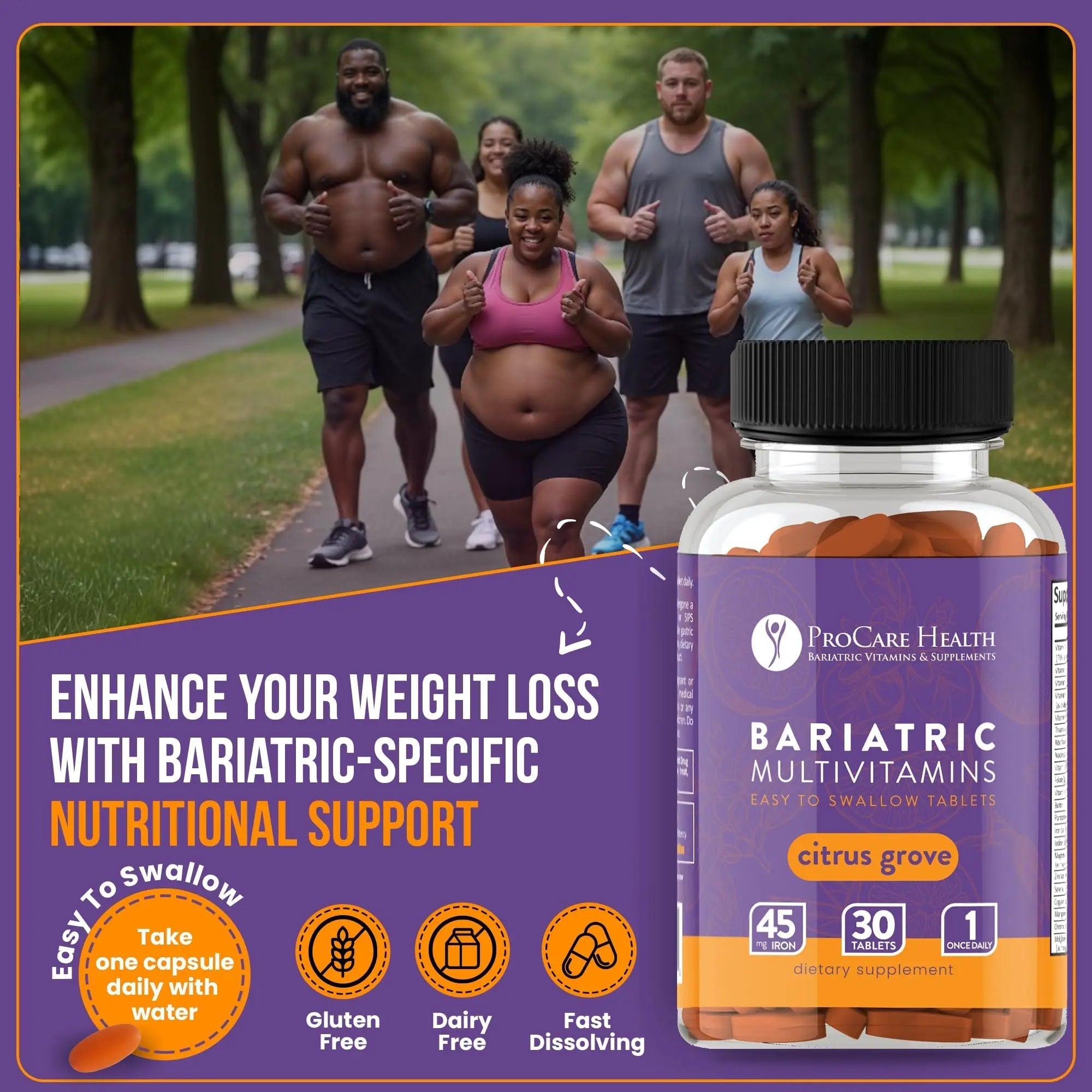 Procare Health Bariatric Multivitamin with Iron 45mg Easy to Swallow 30 Tablets - Post Op Bariatric Vitamins for Gastric Bypass Pills ProCare HealthAu supplements
