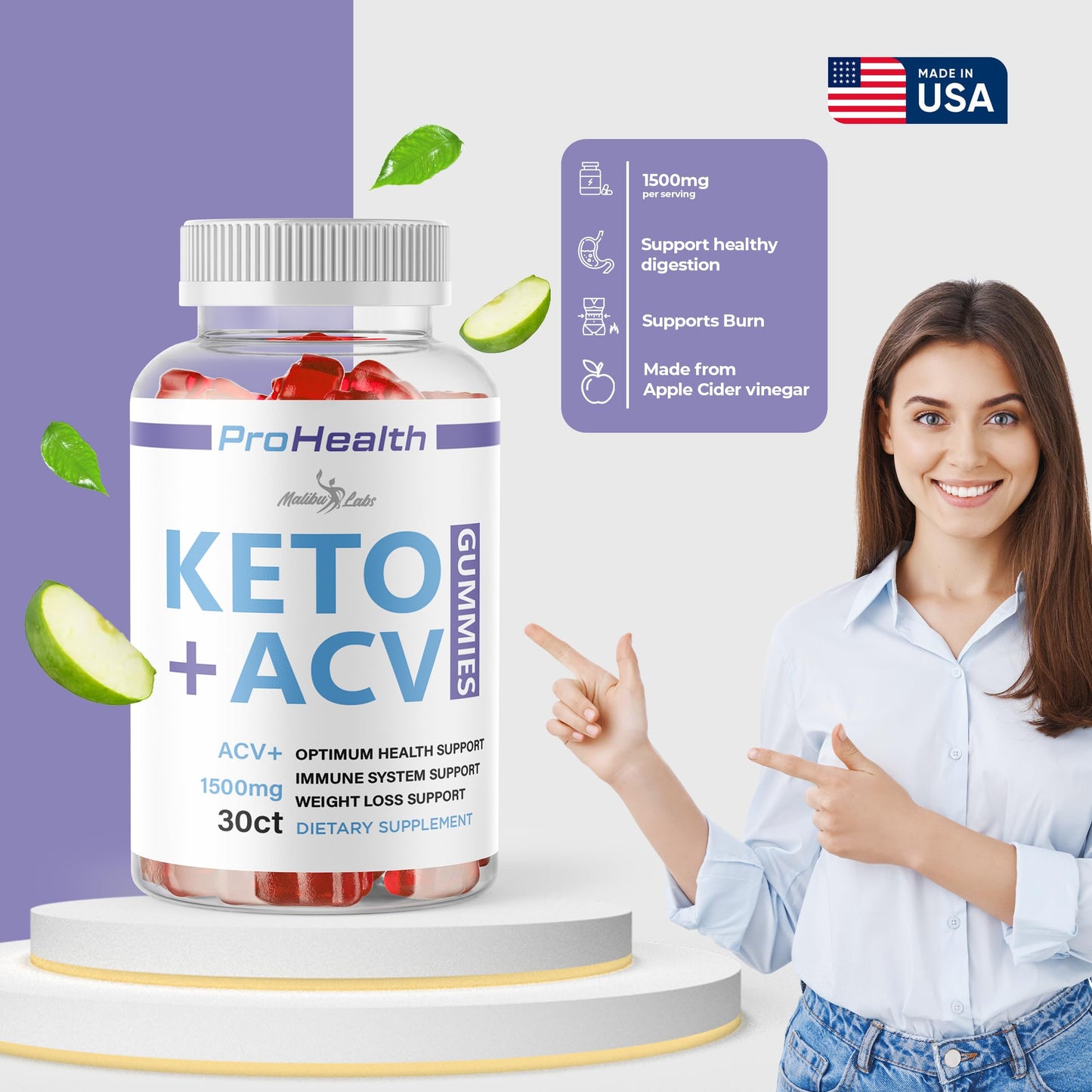 prohealth Keto acv Gummies - 1500mg Once a Day Keto, Strong Time Released Advanced Malibu LabsUS supplements