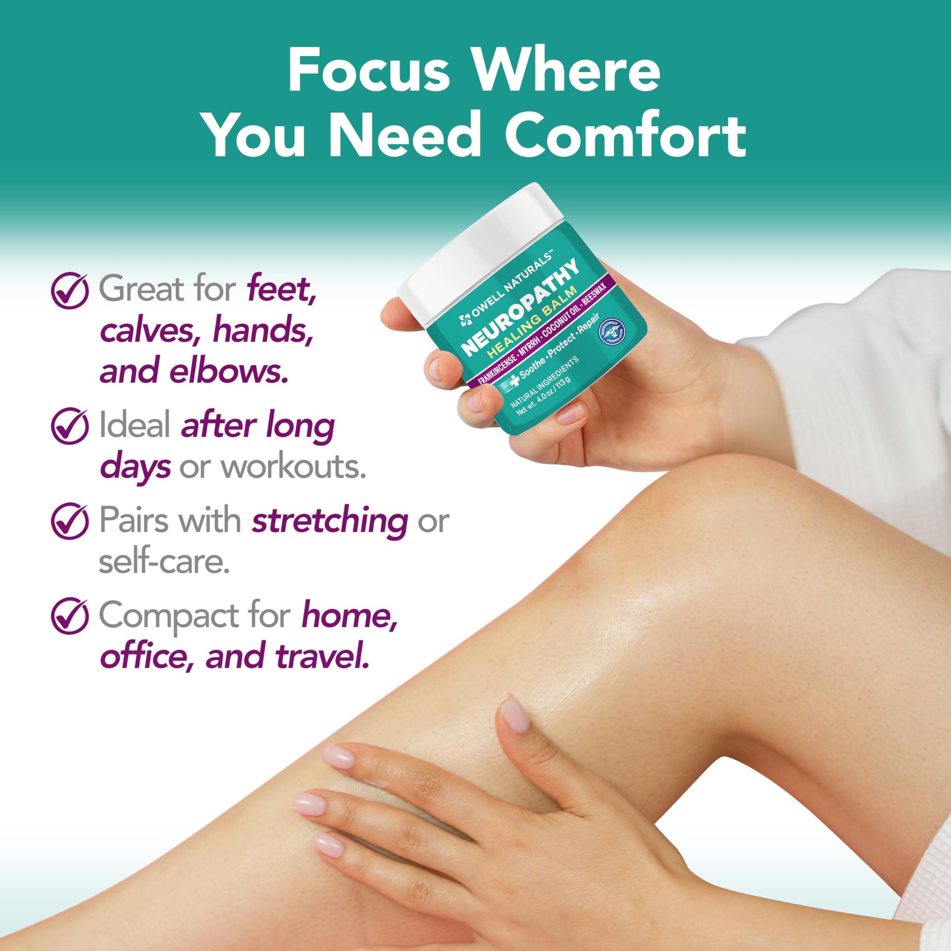 OWELL NATURALS Neuropathy Healing Balm, Fast Acting, with Frankincense, Myrrh, Coconut Oil & Beeswax, Natural Ingredients – Soothe, Protect & Repair, 4 oz (Pack of 1) Owell NaturalsAu supplements