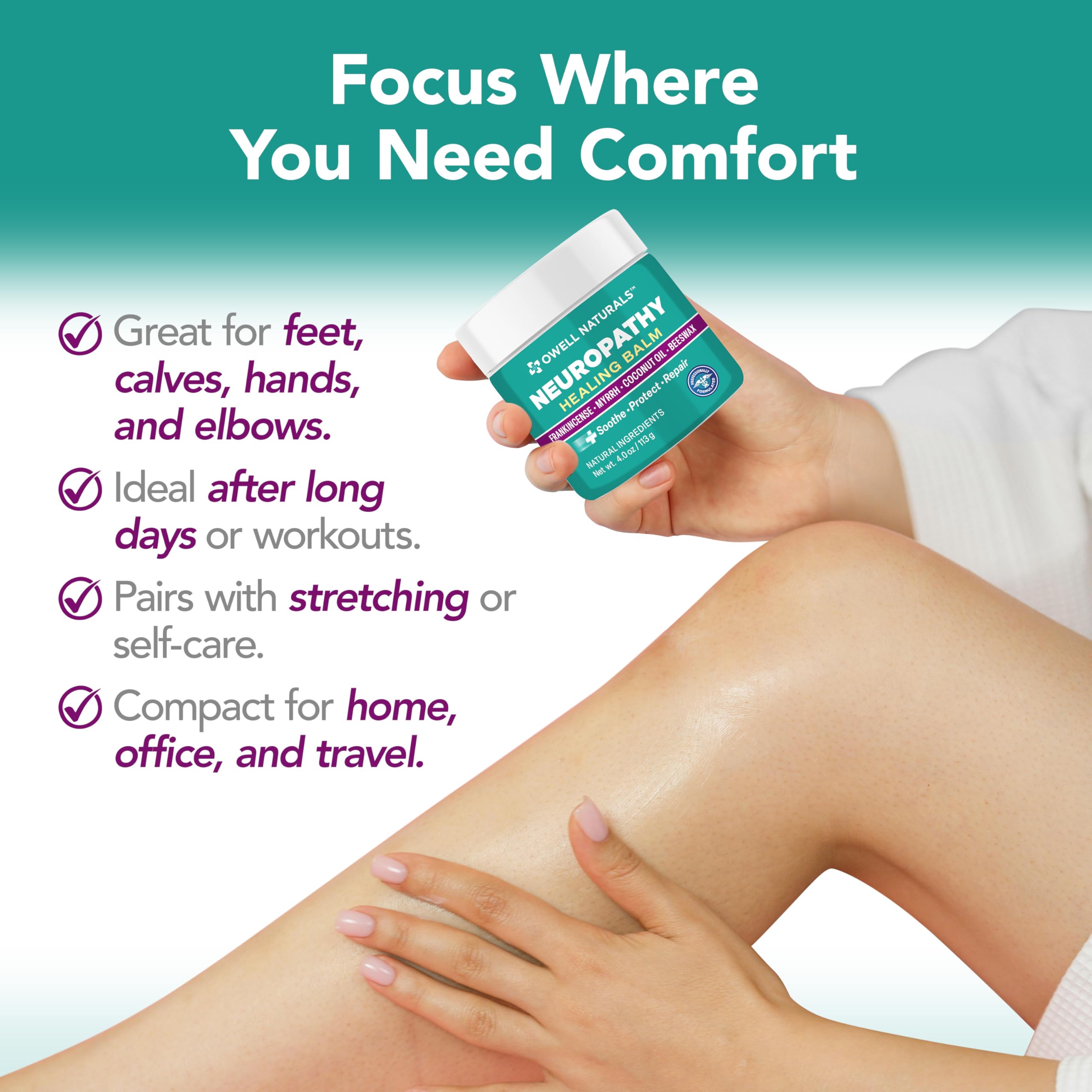 Owell Naturals Neuropathy Balm for Feet, Muscles & Joints – Long Lasting Comfort Formula with Frankincense, Myrrh, Coconut Oil, Beeswax – Fast Absorbing Botanical Skin Care, 2 oz Owell NaturalsAu supplements